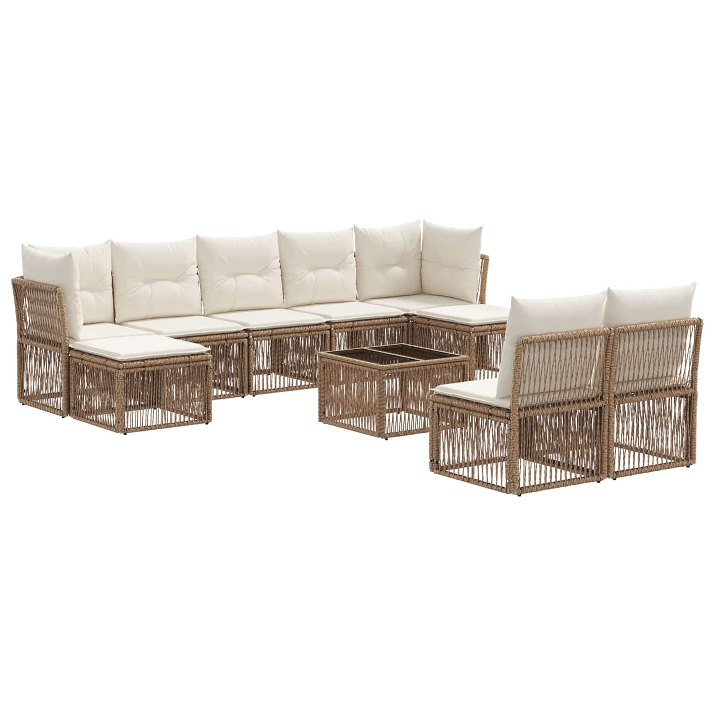 Tuinbankenset 10 pcs Beige poly rattan is nu te koop bij PeponiXL, paradijselijk wonen!
