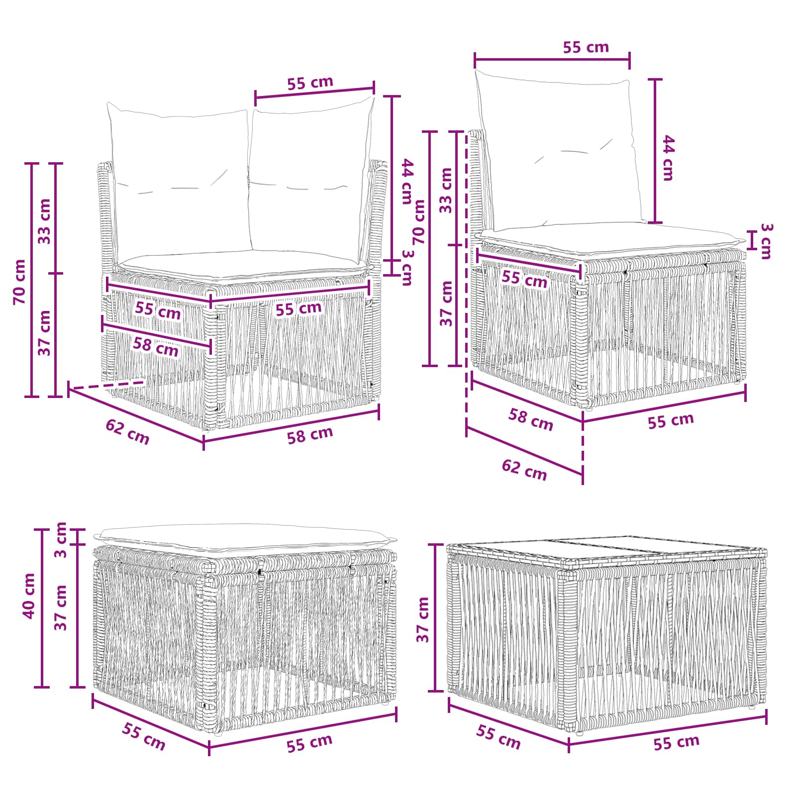 Tuinbankenset 10 pcs Beige poly rattan is nu te koop bij PeponiXL, paradijselijk wonen!