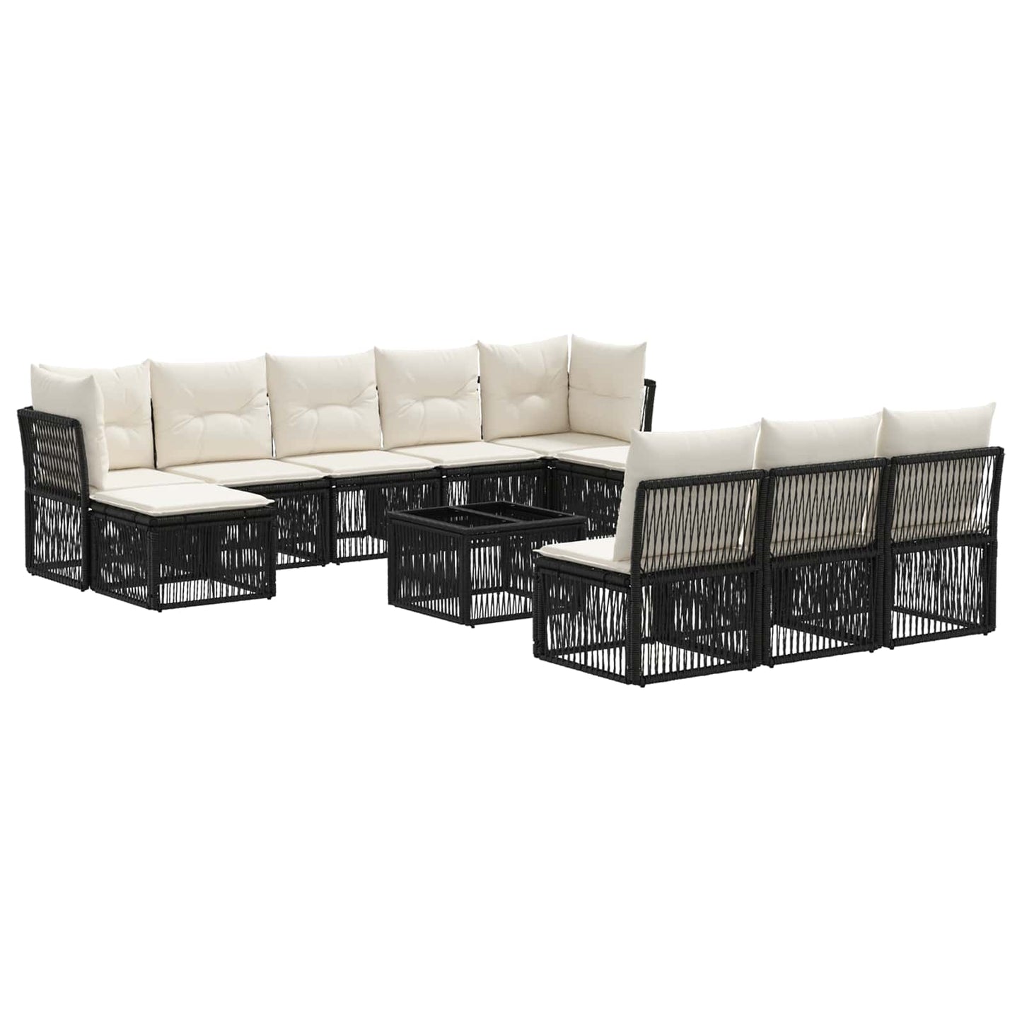 Tuinbankenset 11 pcs Zwart poly rattan is nu te koop bij PeponiXL, paradijselijk wonen!