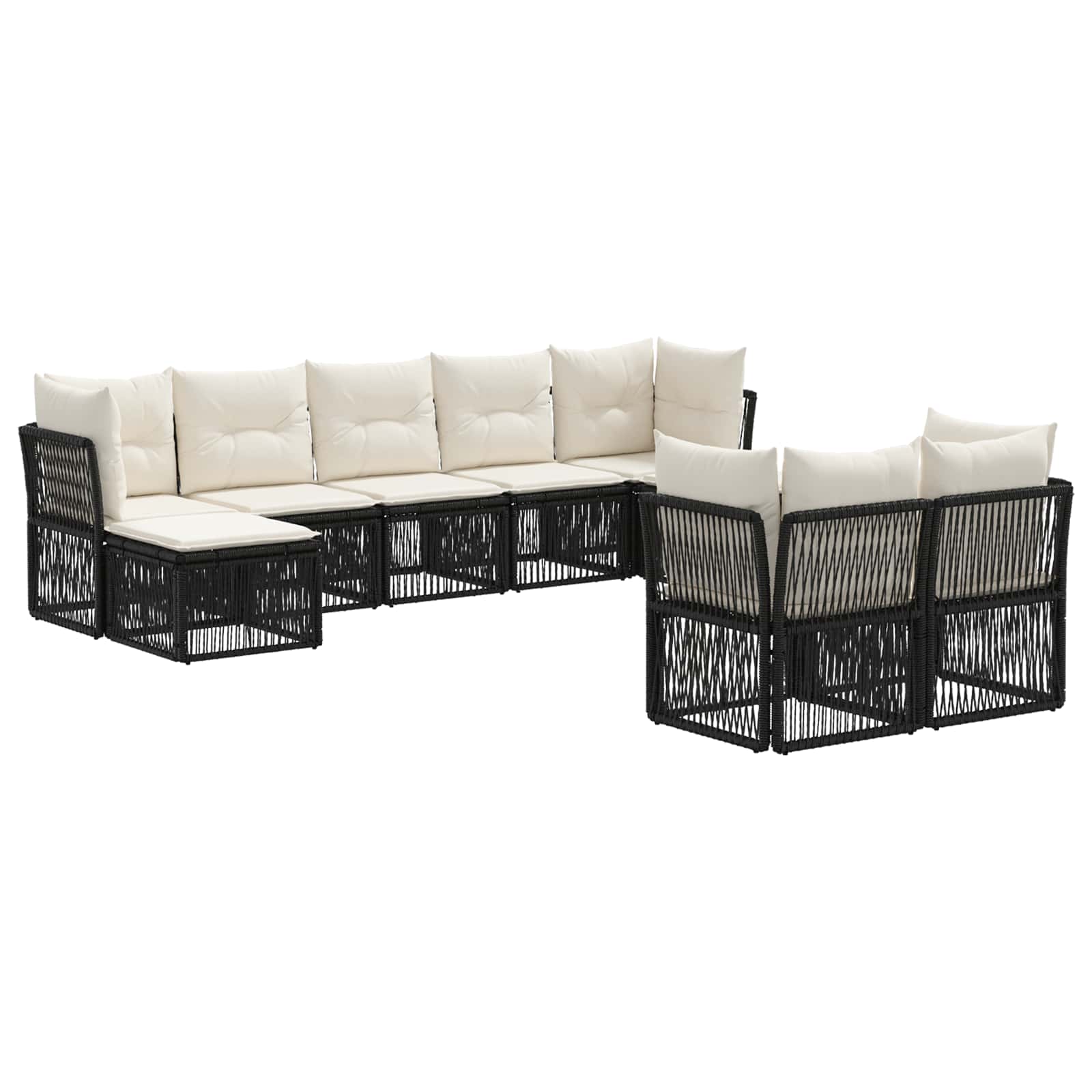 Tuinbankenset 9 pcs Zwart poly rattan is nu te koop bij PeponiXL, paradijselijk wonen!