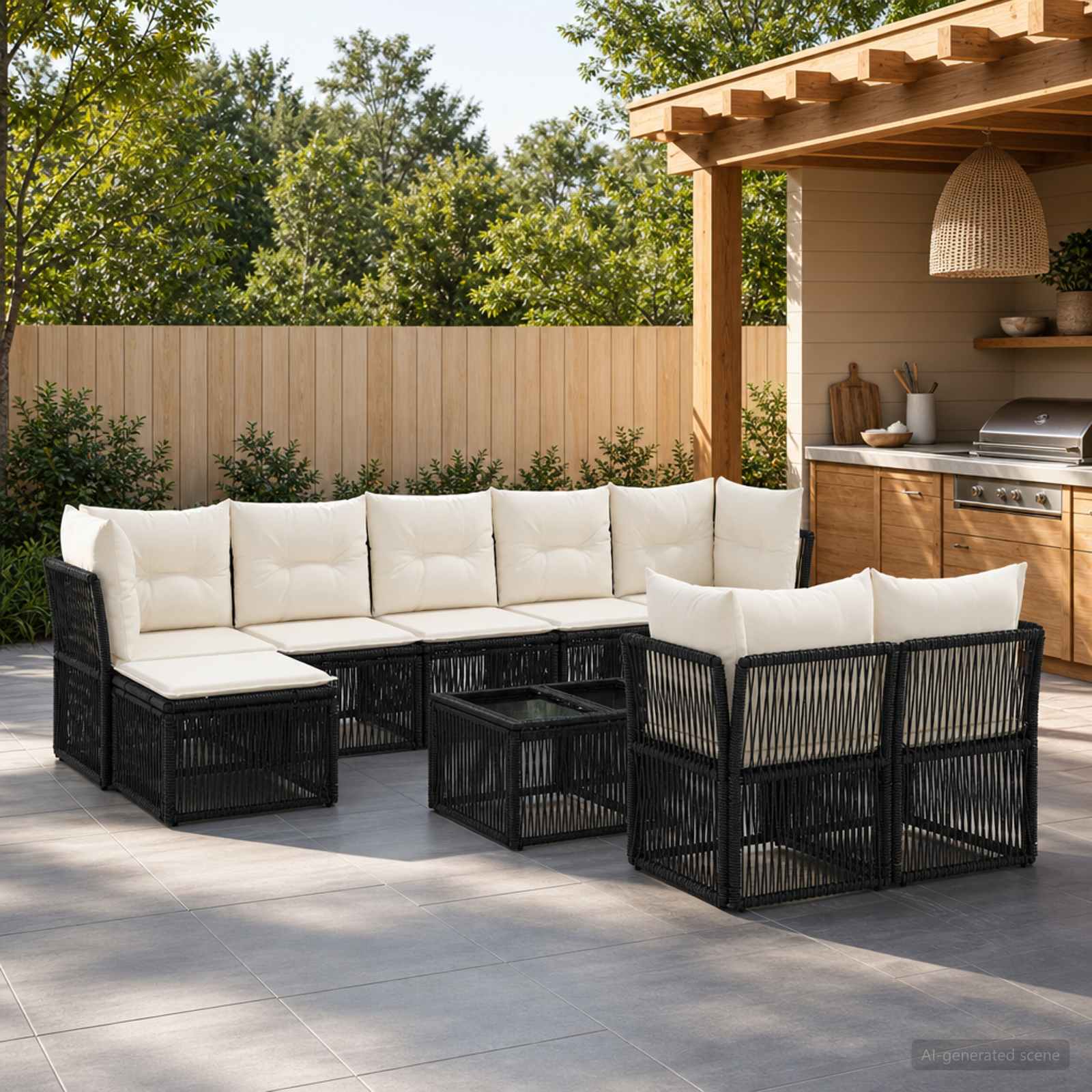 Tuinbankenset 10 pcs Zwart poly rattan is nu te koop bij PeponiXL, paradijselijk wonen!