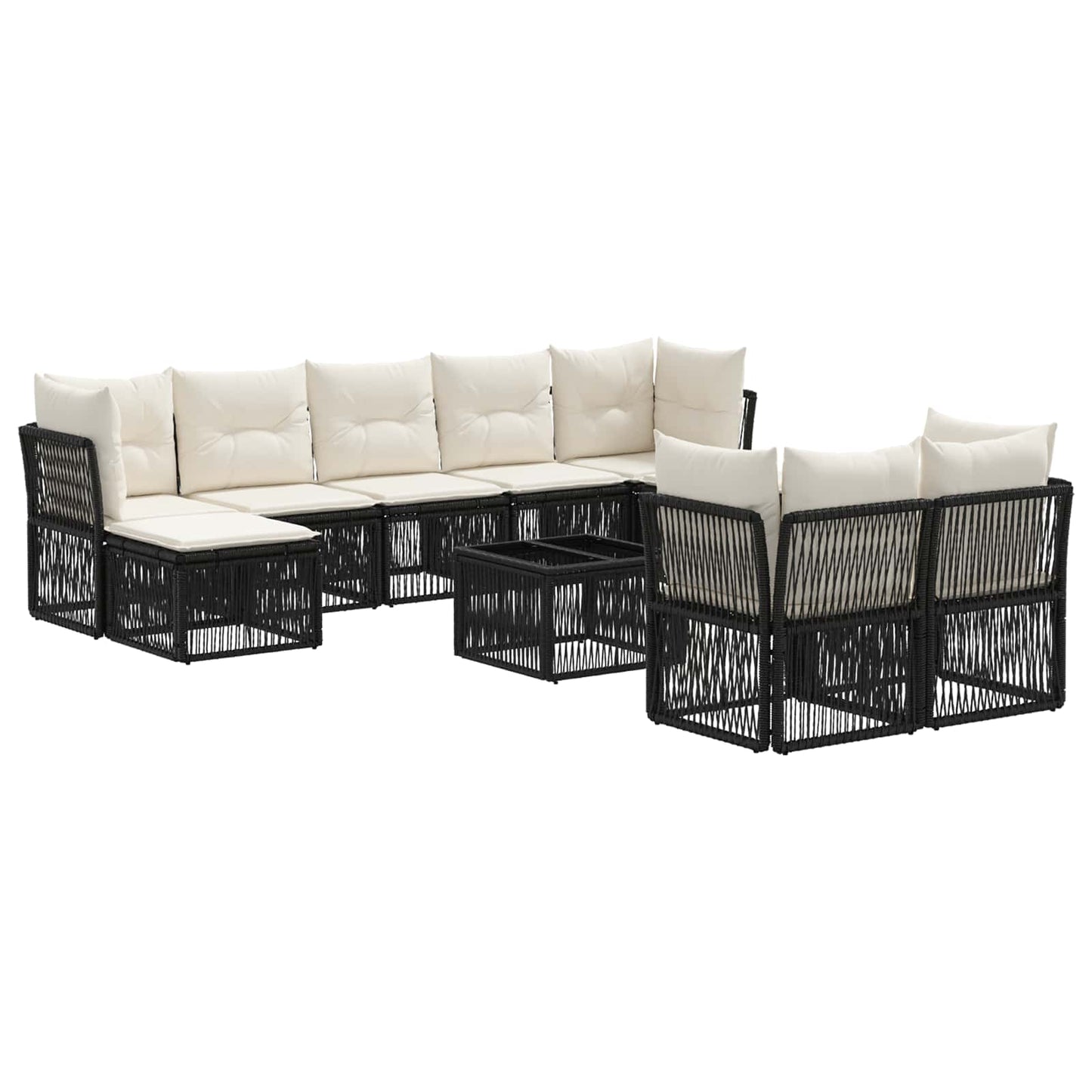 Tuinbankenset 10 pcs Zwart poly rattan is nu te koop bij PeponiXL, paradijselijk wonen!