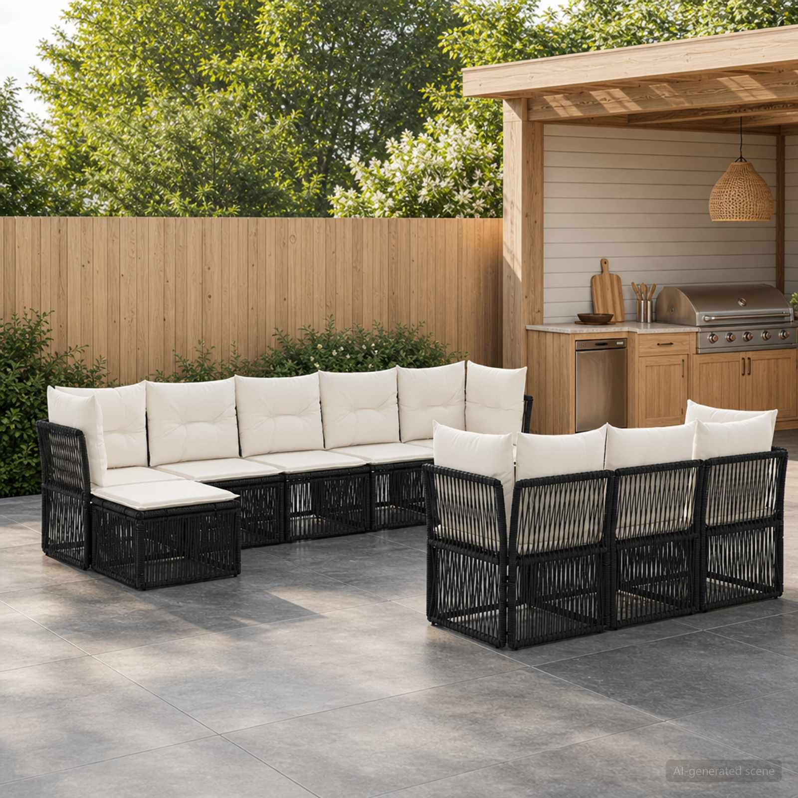 Tuinbankenset 10 pcs Zwart poly rattan is nu te koop bij PeponiXL, paradijselijk wonen!