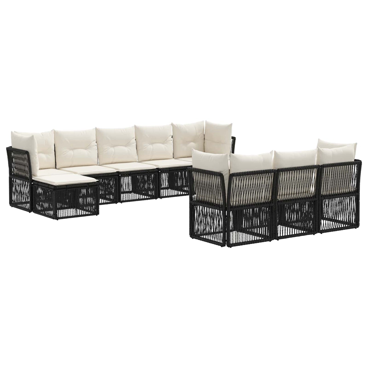 Tuinbankenset 10 pcs Zwart poly rattan is nu te koop bij PeponiXL, paradijselijk wonen!