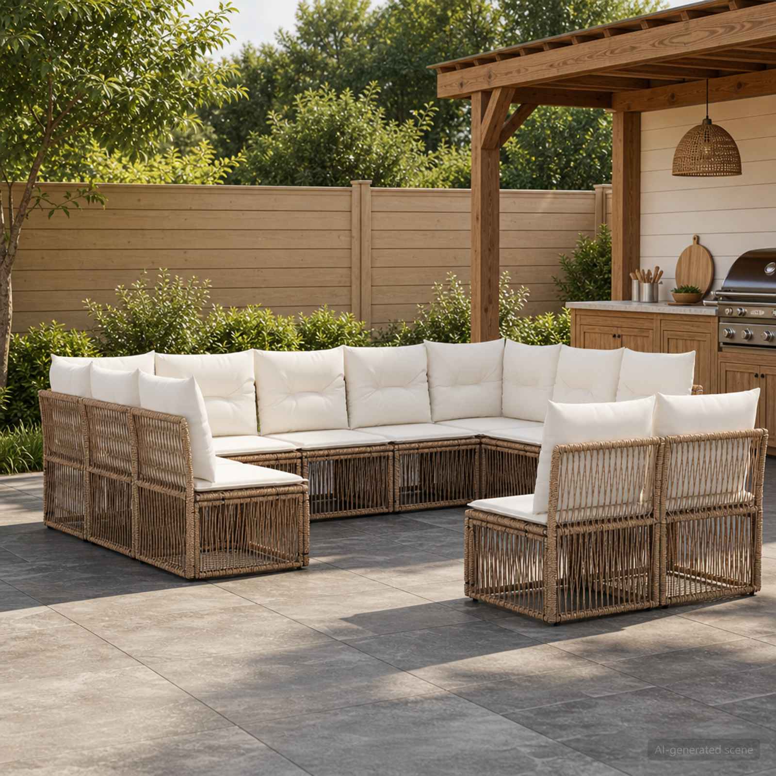 Tuinbankenset 11 pcs Beige poly rattan is nu te koop bij PeponiXL, paradijselijk wonen!