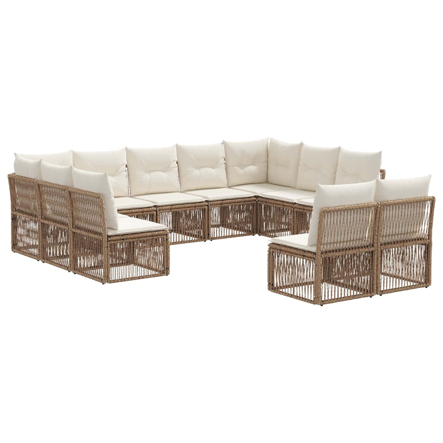 Tuinbankenset 11 pcs Beige poly rattan is nu te koop bij PeponiXL, paradijselijk wonen!