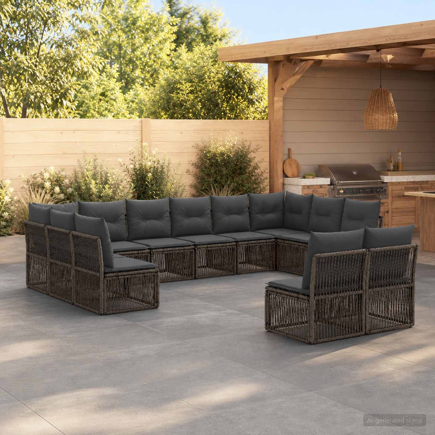 Tuinbankenset 12 pcs Grijs poly rattan is nu te koop bij PeponiXL, paradijselijk wonen!