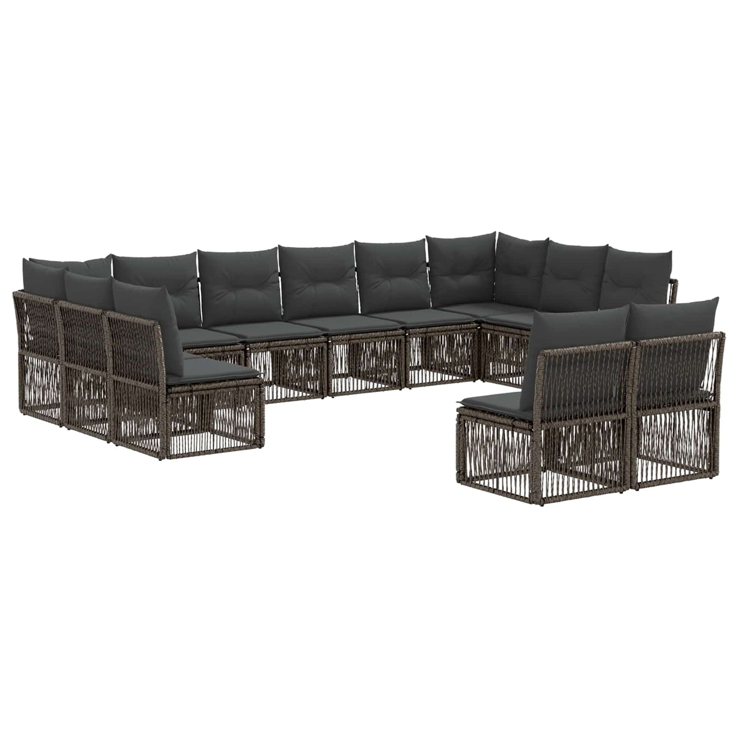 Tuinbankenset 12 pcs Grijs poly rattan is nu te koop bij PeponiXL, paradijselijk wonen!