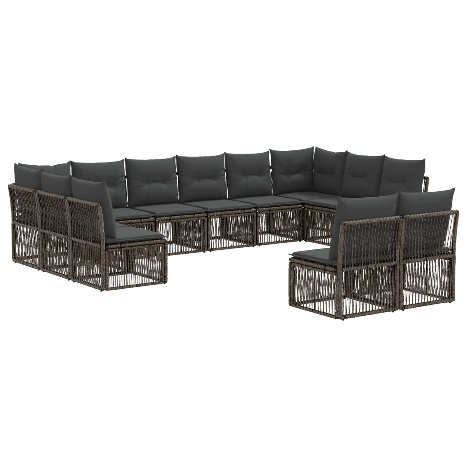 Tuinbankenset 12 pcs Grijs poly rattan is nu te koop bij PeponiXL, paradijselijk wonen!