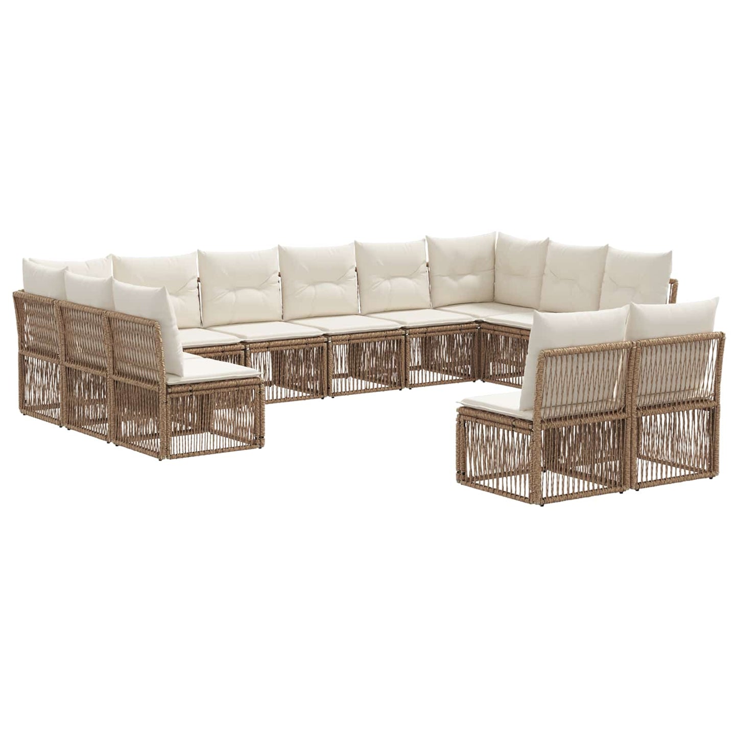 Tuinbankenset 12 pcs Beige poly rattan is nu te koop bij PeponiXL, paradijselijk wonen!