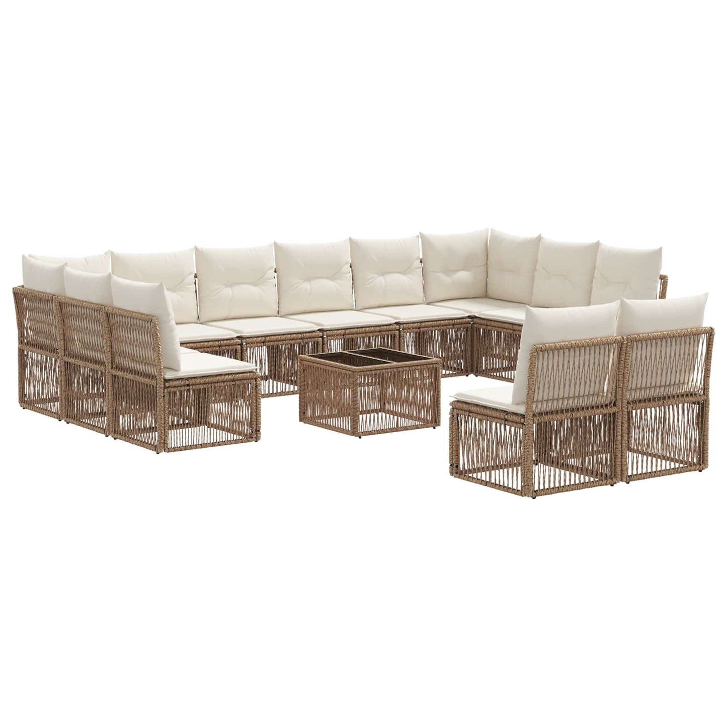 Tuinbankenset 13 pcs Beige poly rattan is nu te koop bij PeponiXL, paradijselijk wonen!