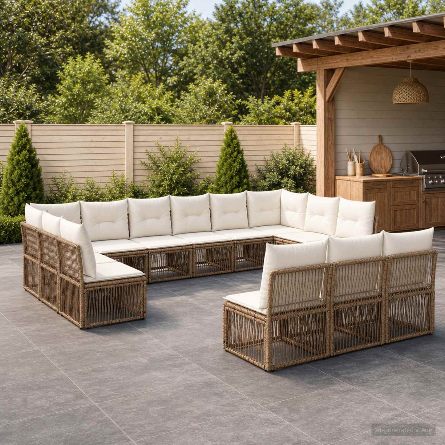 Tuinbankenset 13 pcs Beige poly rattan is nu te koop bij PeponiXL, paradijselijk wonen!