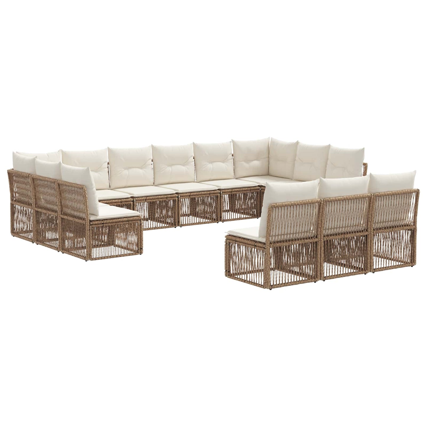 Tuinbankenset 13 pcs Beige poly rattan is nu te koop bij PeponiXL, paradijselijk wonen!