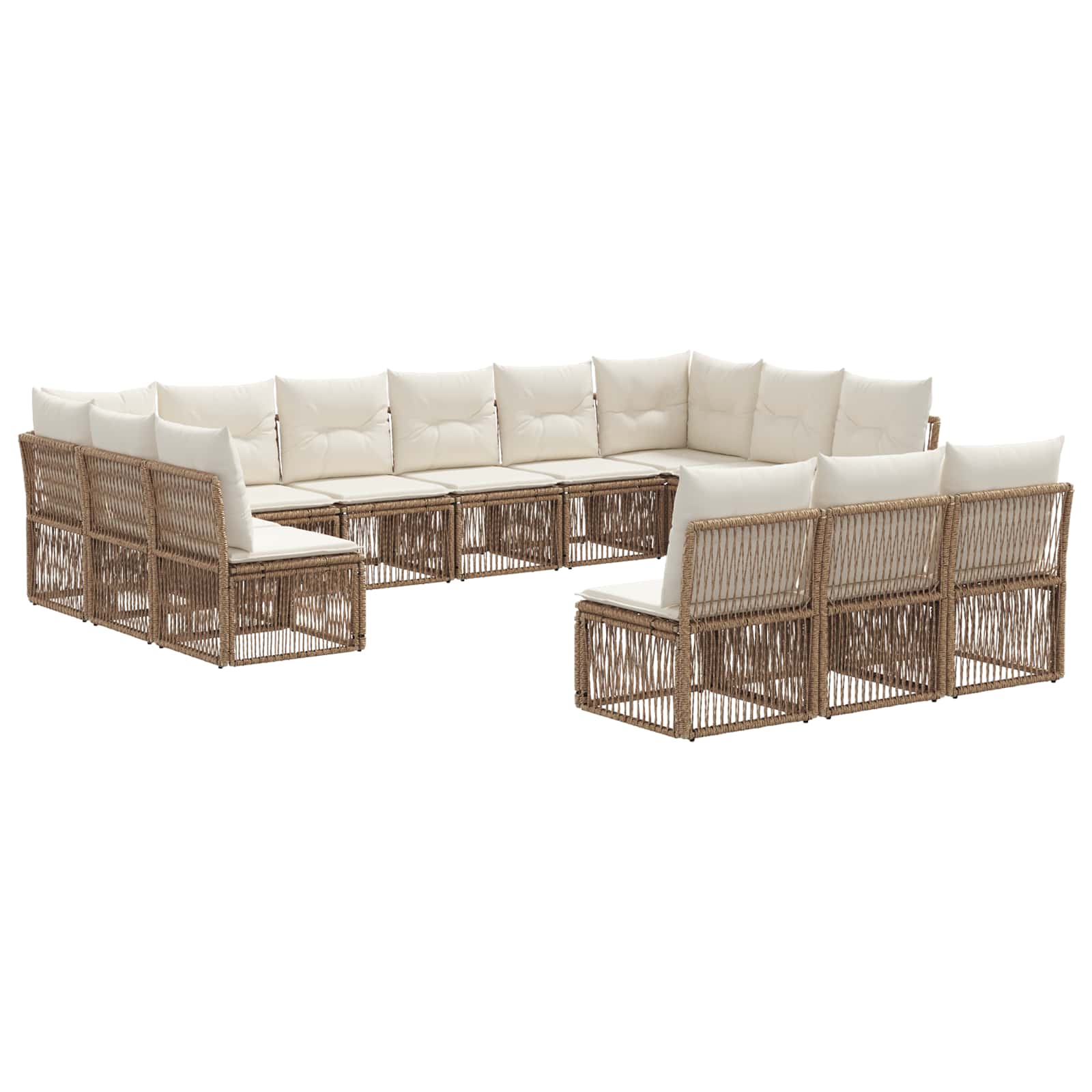Tuinbankenset 13 pcs Beige poly rattan is nu te koop bij PeponiXL, paradijselijk wonen!