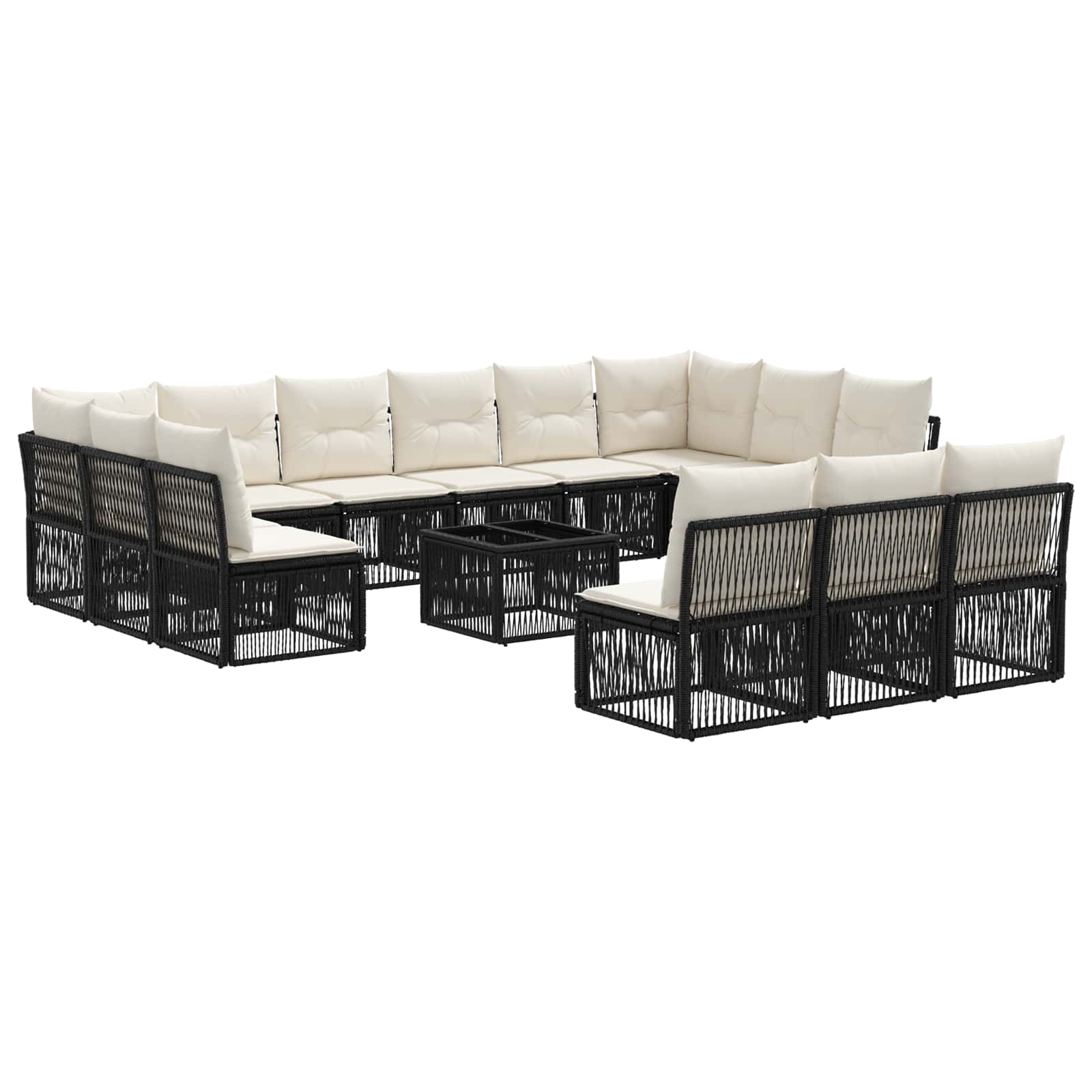 Tuinbankenset 14 pcs Zwart poly rattan is nu te koop bij PeponiXL, paradijselijk wonen!