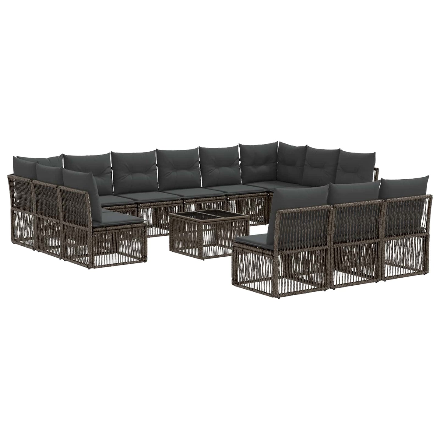 Tuinbankenset 14 pcs Grijs poly rattan is nu te koop bij PeponiXL, paradijselijk wonen!