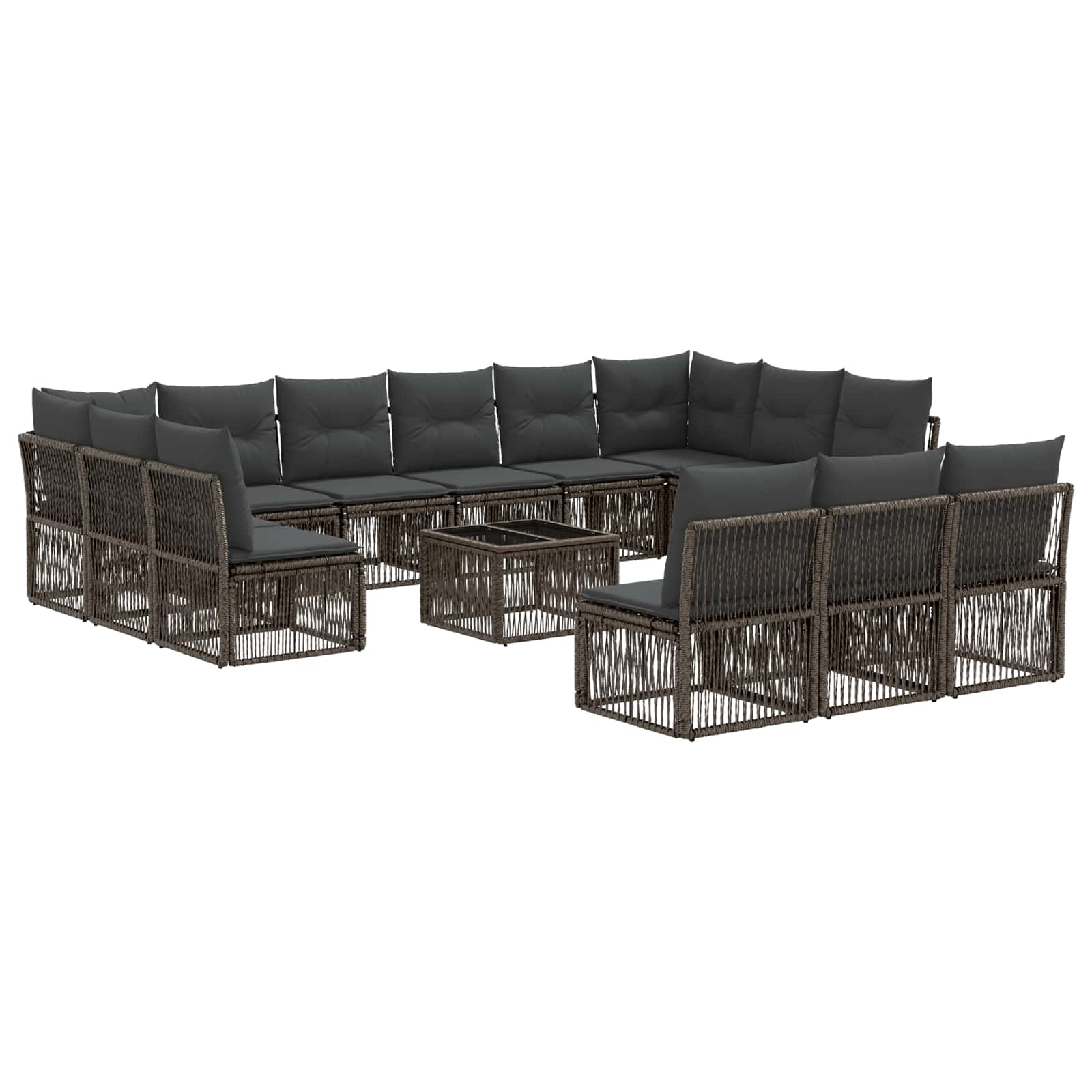Tuinbankenset 14 pcs Grijs poly rattan is nu te koop bij PeponiXL, paradijselijk wonen!