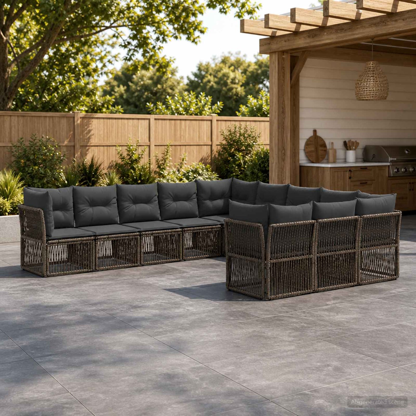 Tuinbankenset 11 pcs Grijs poly rattan is nu te koop bij PeponiXL, paradijselijk wonen!