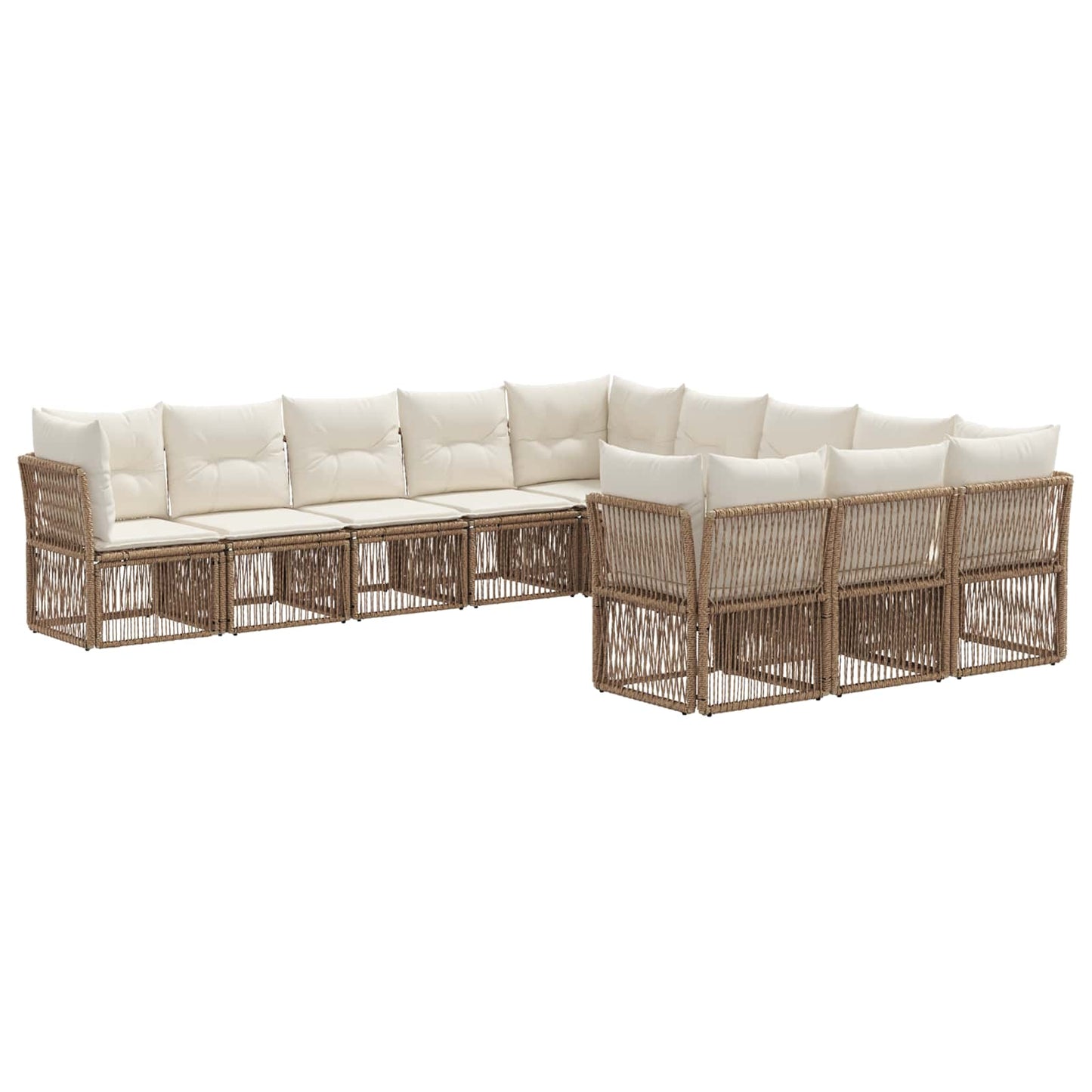 Tuinbankenset 11 pcs Beige poly rattan is nu te koop bij PeponiXL, paradijselijk wonen!