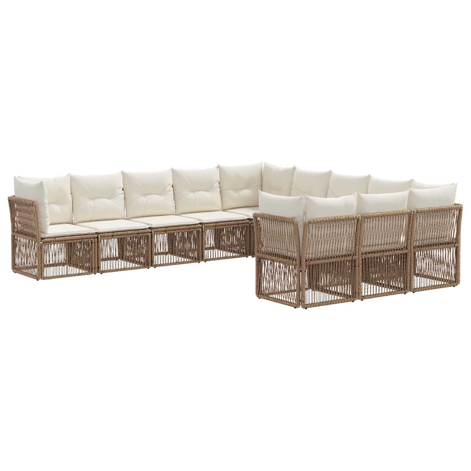 Tuinbankenset 11 pcs Beige poly rattan is nu te koop bij PeponiXL, paradijselijk wonen!