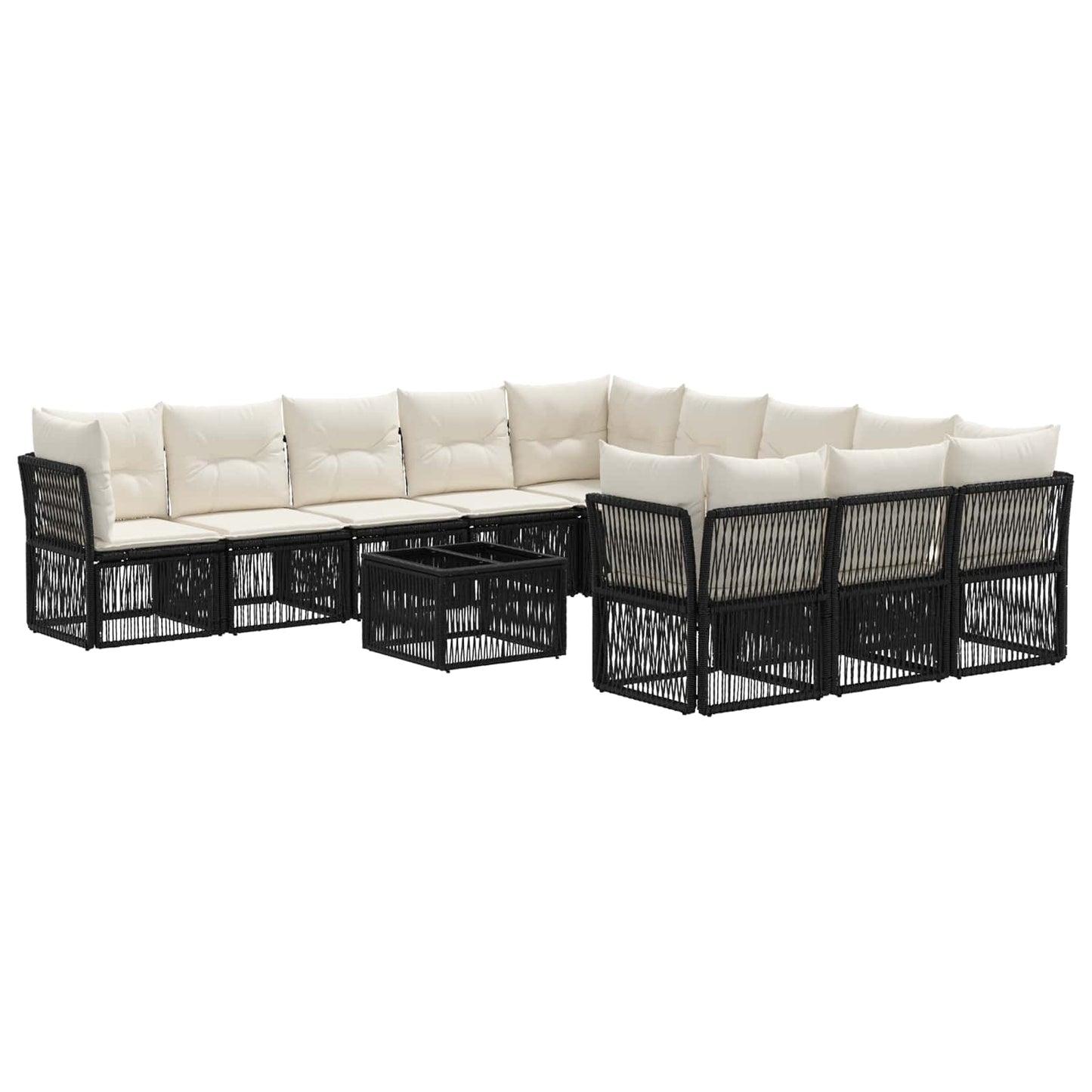 Tuinbankenset 12 pcs Zwart poly rattan is nu te koop bij PeponiXL, paradijselijk wonen!