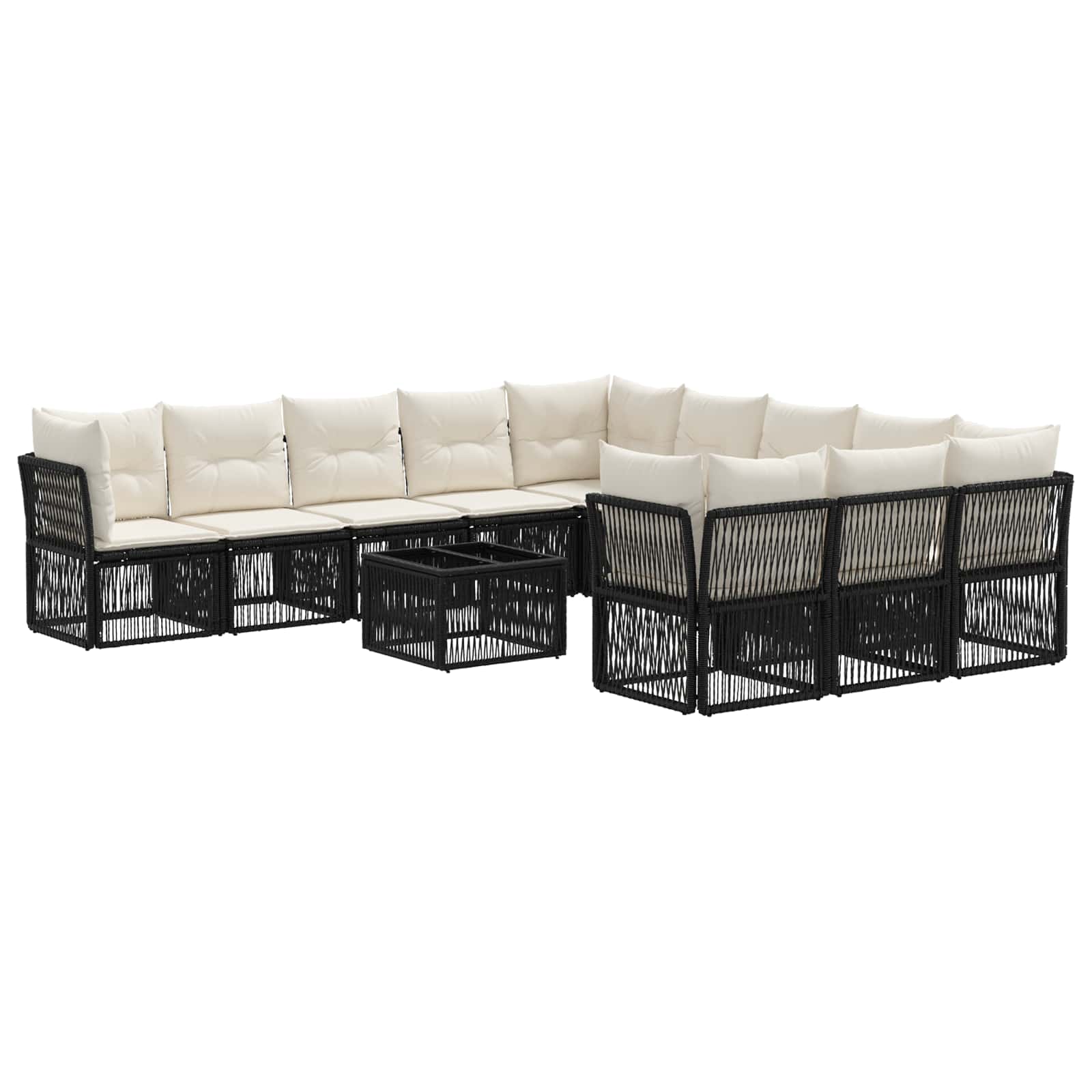 Tuinbankenset 12 pcs Zwart poly rattan is nu te koop bij PeponiXL, paradijselijk wonen!