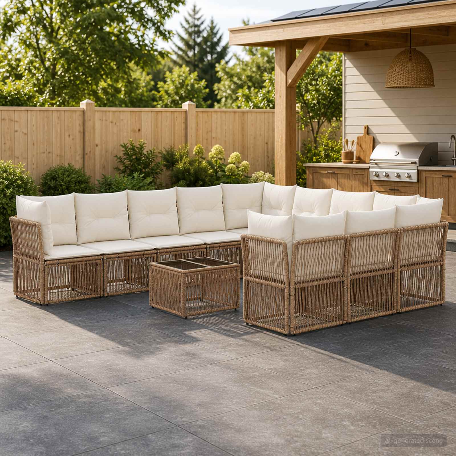 Tuinbankenset 12 pcs Beige poly rattan is nu te koop bij PeponiXL, paradijselijk wonen!