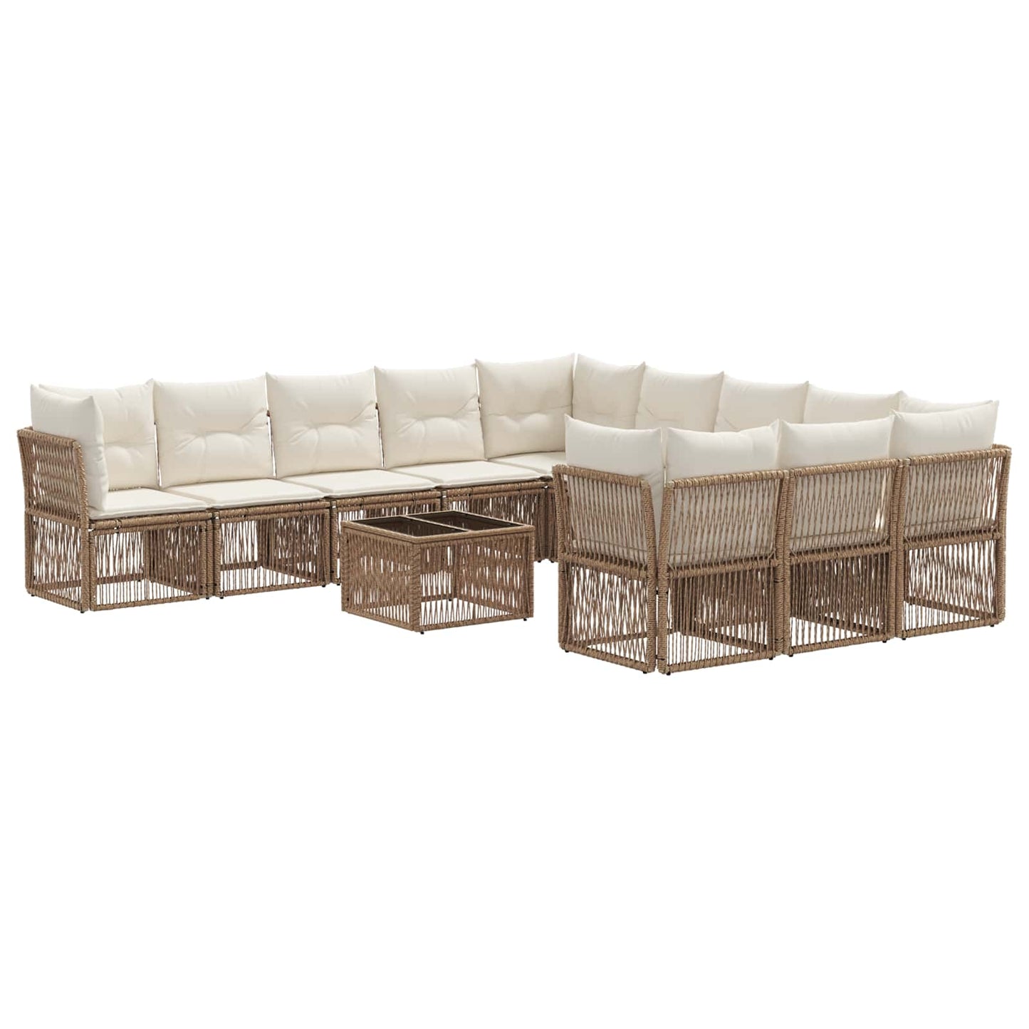 Tuinbankenset 12 pcs Beige poly rattan is nu te koop bij PeponiXL, paradijselijk wonen!