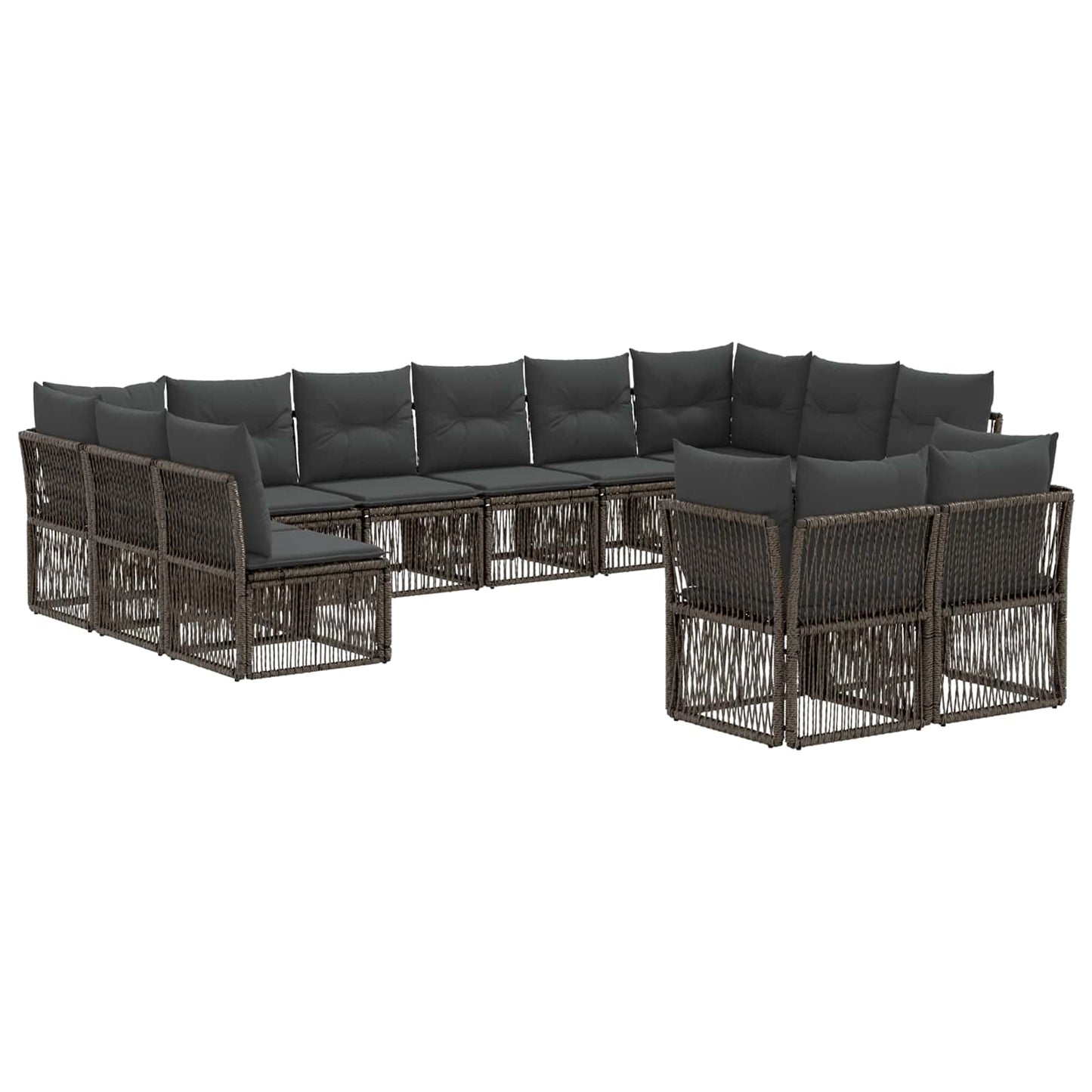 Tuinbankenset 12 pcs Grijs poly rattan is nu te koop bij PeponiXL, paradijselijk wonen!