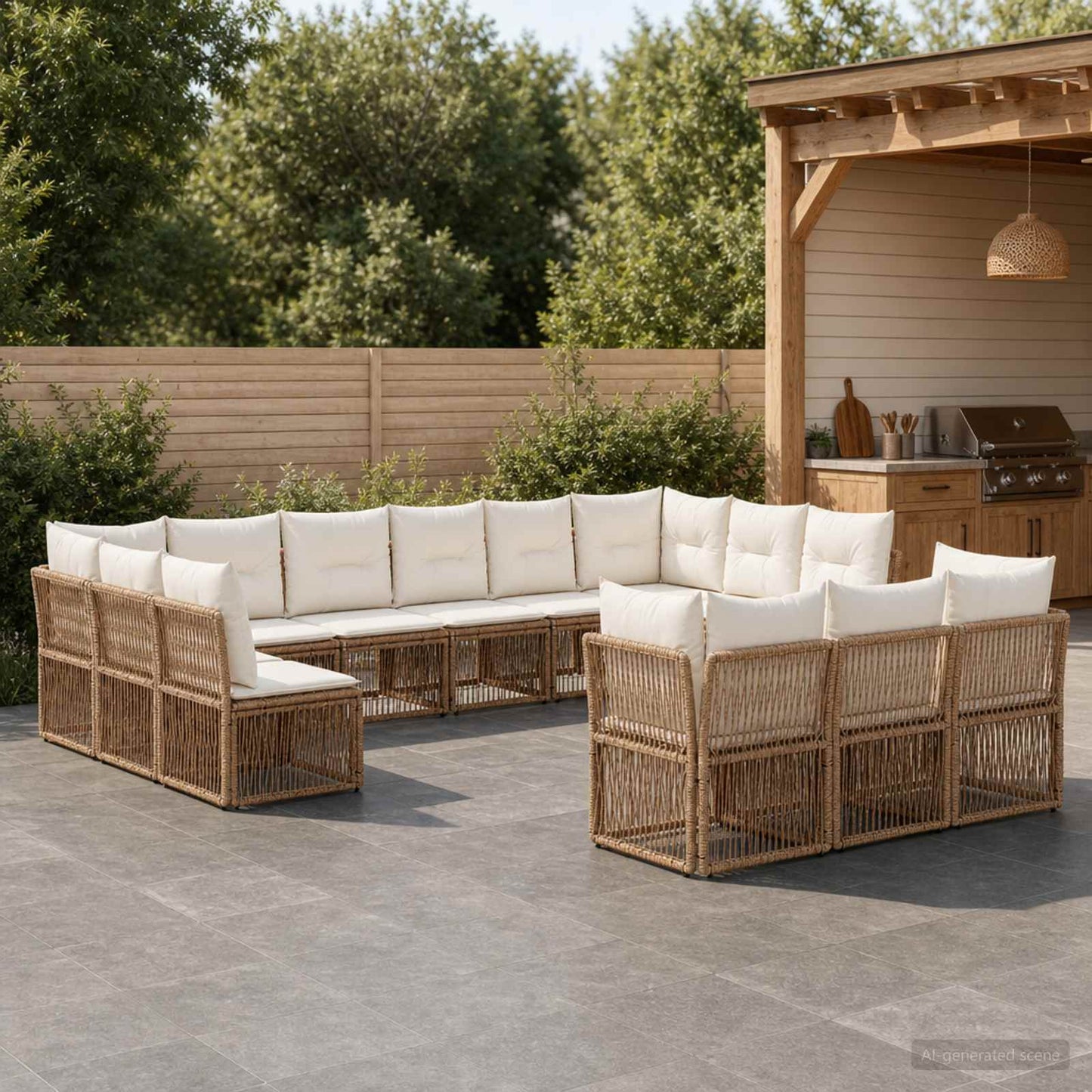 Tuinbankenset 13 pcs Beige poly rattan is nu te koop bij PeponiXL, paradijselijk wonen!