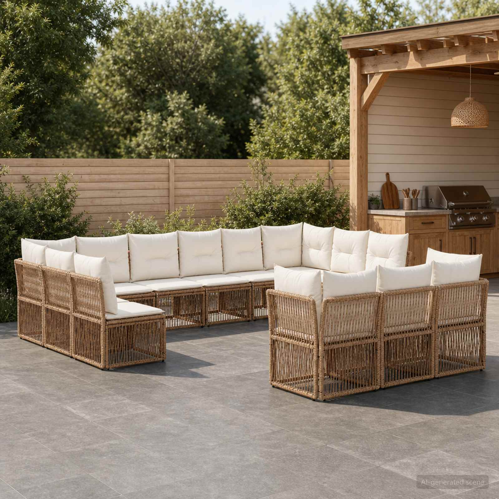 Tuinbankenset 13 pcs Beige poly rattan is nu te koop bij PeponiXL, paradijselijk wonen!