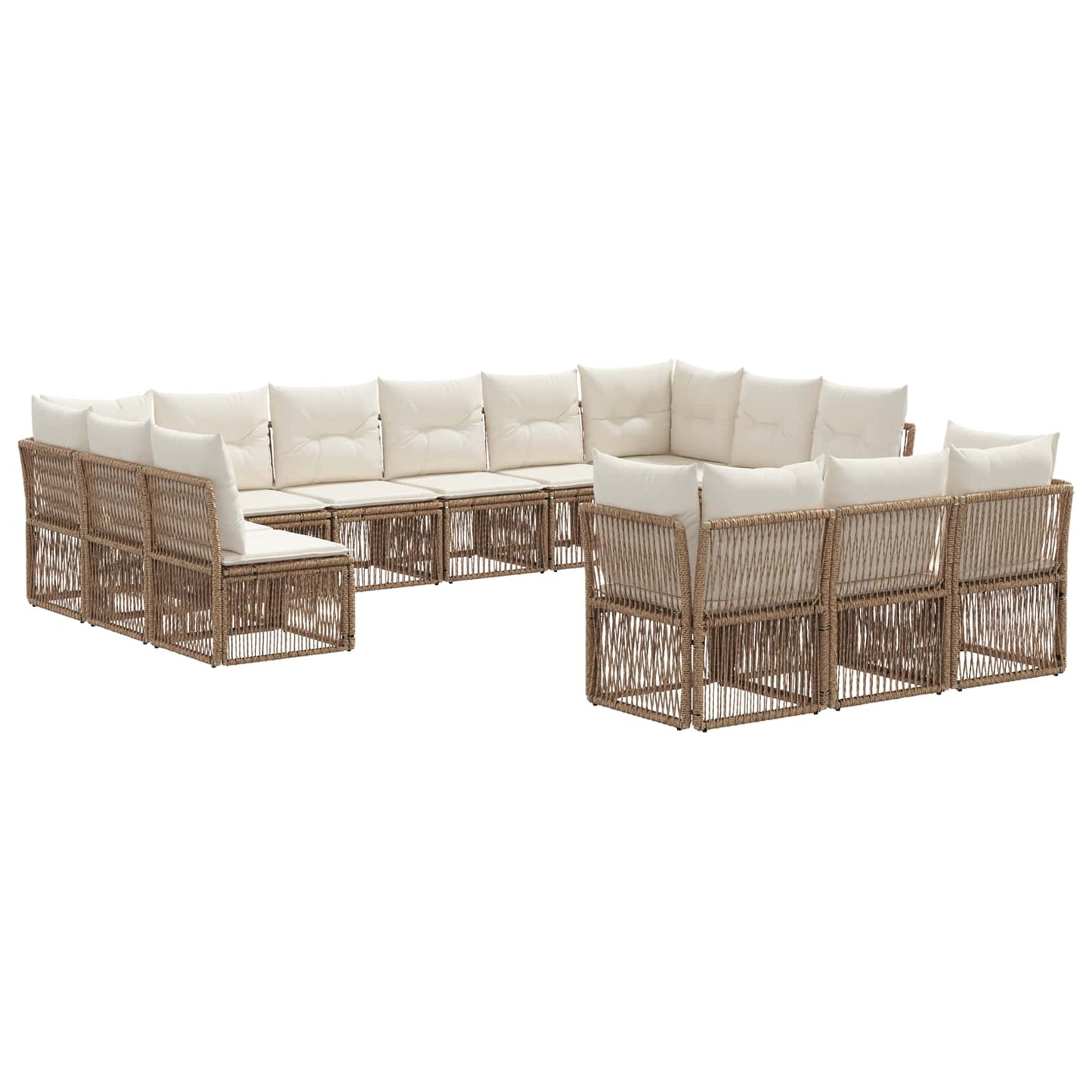 Tuinbankenset 13 pcs Beige poly rattan is nu te koop bij PeponiXL, paradijselijk wonen!