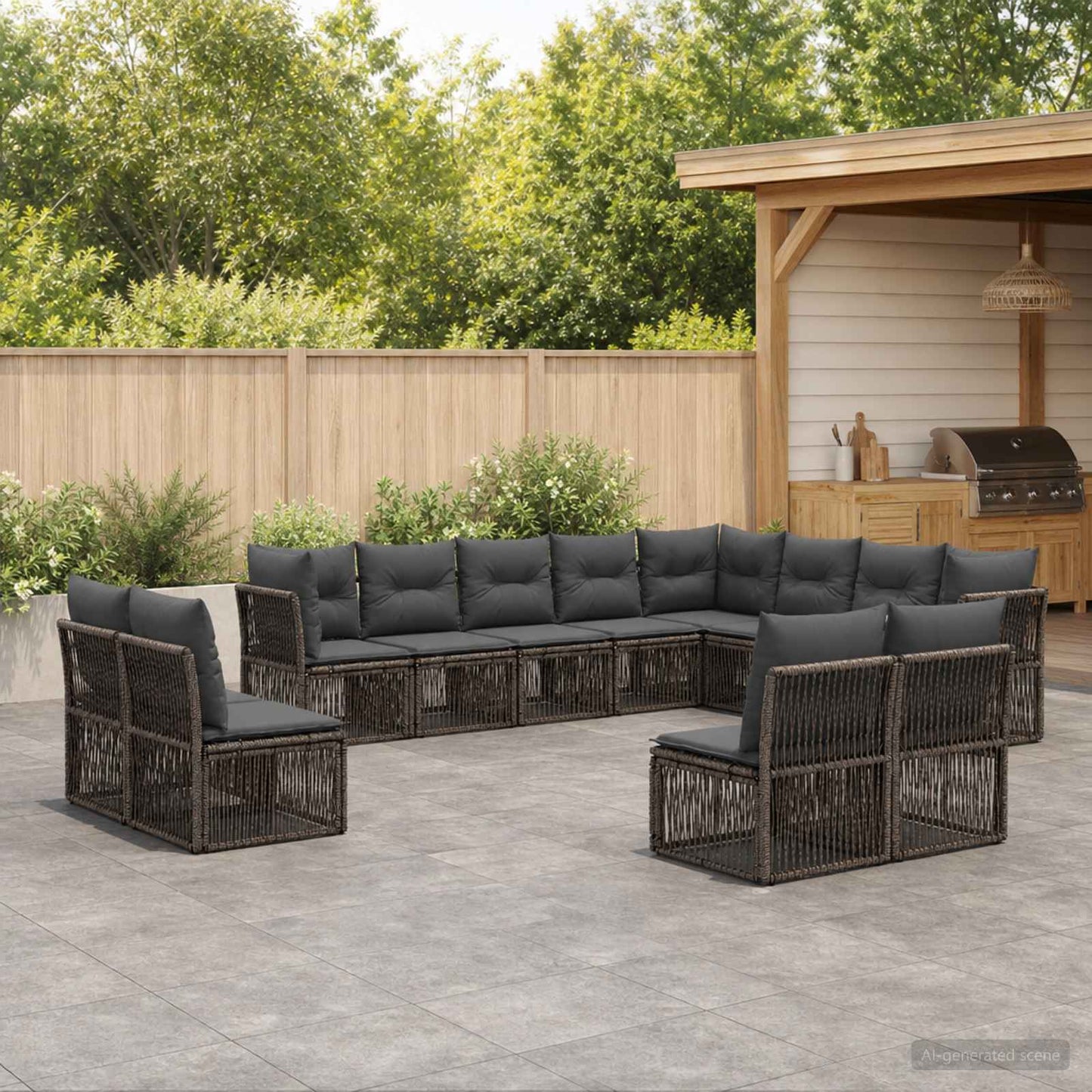 Tuinbankenset 12 pcs Grijs poly rattan is nu te koop bij PeponiXL, paradijselijk wonen!