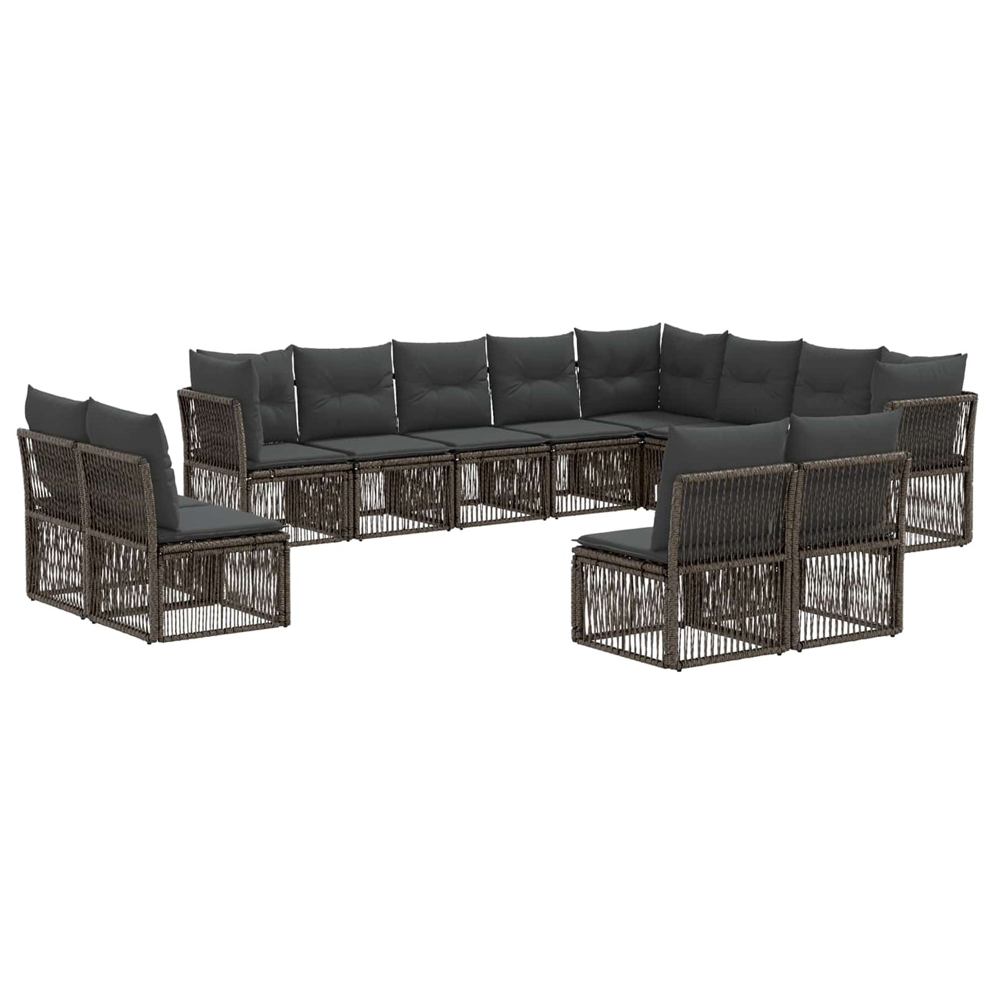 Tuinbankenset 12 pcs Grijs poly rattan is nu te koop bij PeponiXL, paradijselijk wonen!