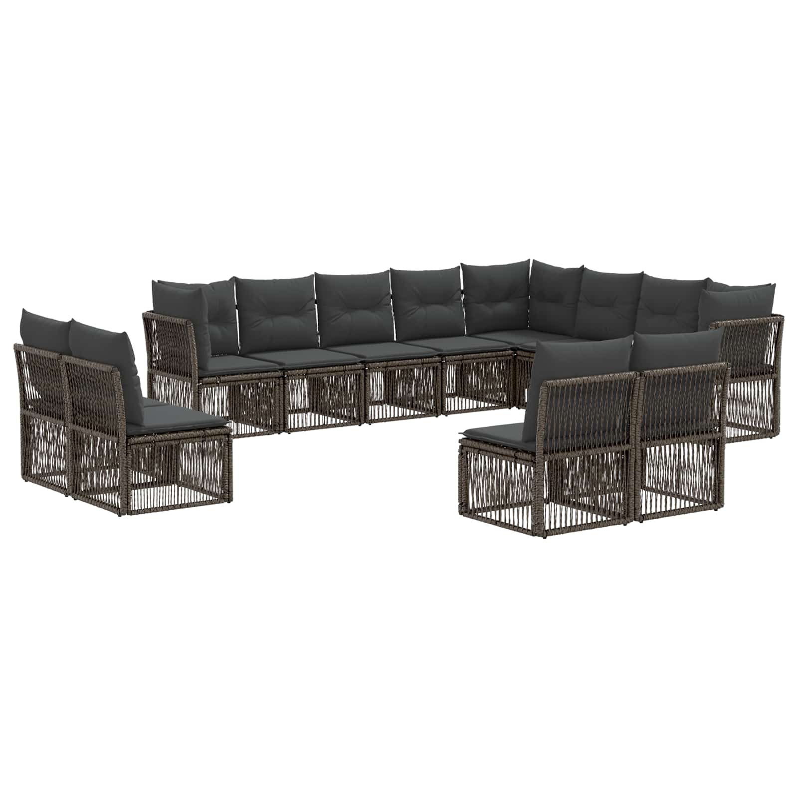 Tuinbankenset 12 pcs Grijs poly rattan is nu te koop bij PeponiXL, paradijselijk wonen!
