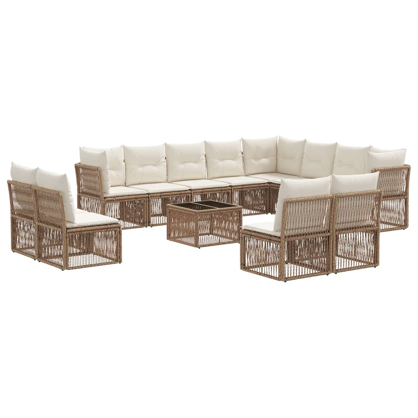Tuinbankenset 13 pcs Beige poly rattan is nu te koop bij PeponiXL, paradijselijk wonen!