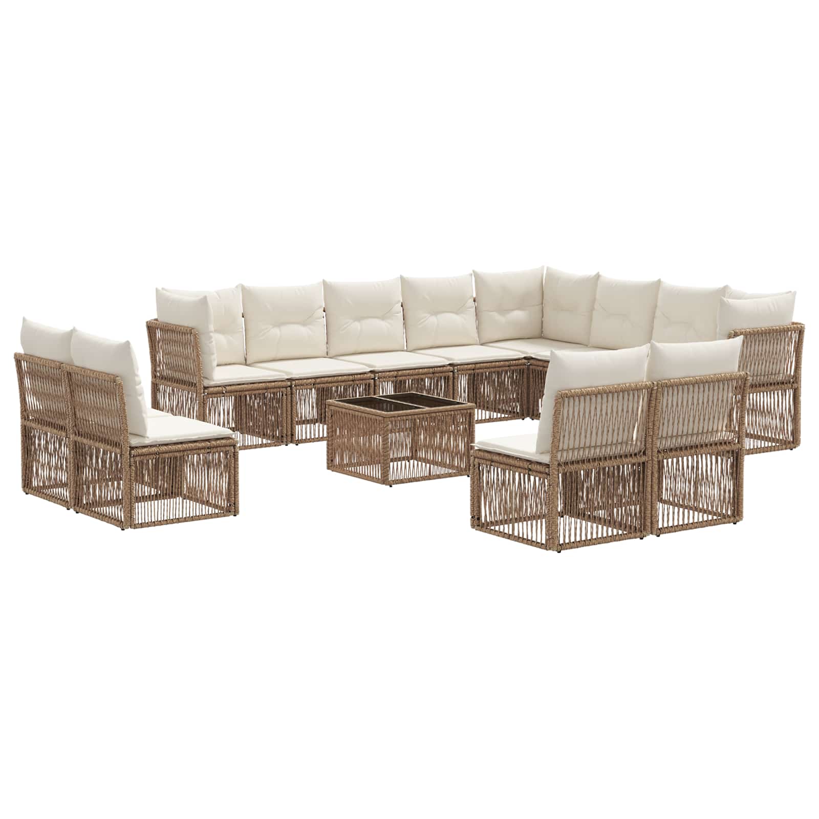 Tuinbankenset 13 pcs Beige poly rattan is nu te koop bij PeponiXL, paradijselijk wonen!