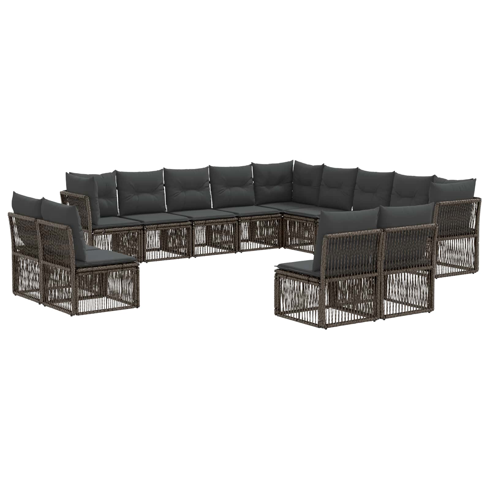 Tuinbankenset 13 pcs Grijs poly rattan is nu te koop bij PeponiXL, paradijselijk wonen!