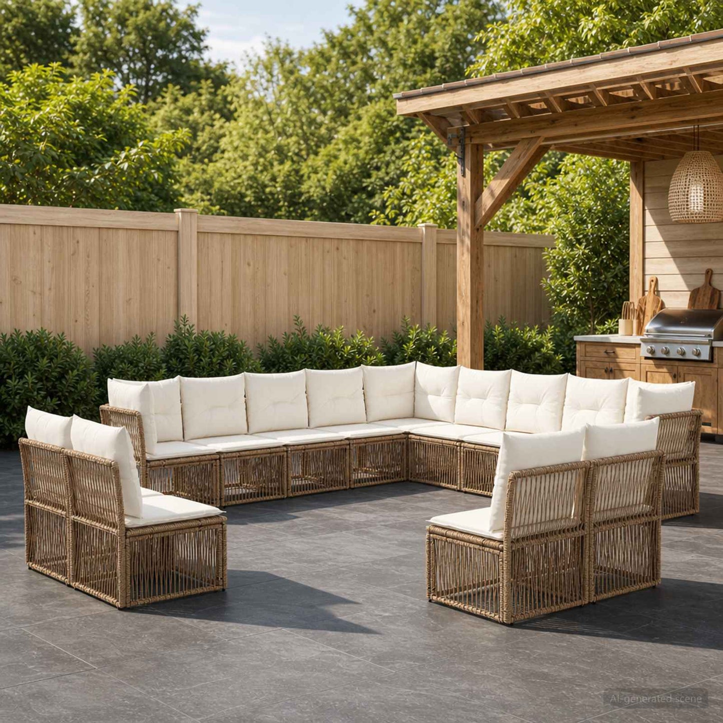 Tuinbankenset 13 pcs Beige poly rattan is nu te koop bij PeponiXL, paradijselijk wonen!