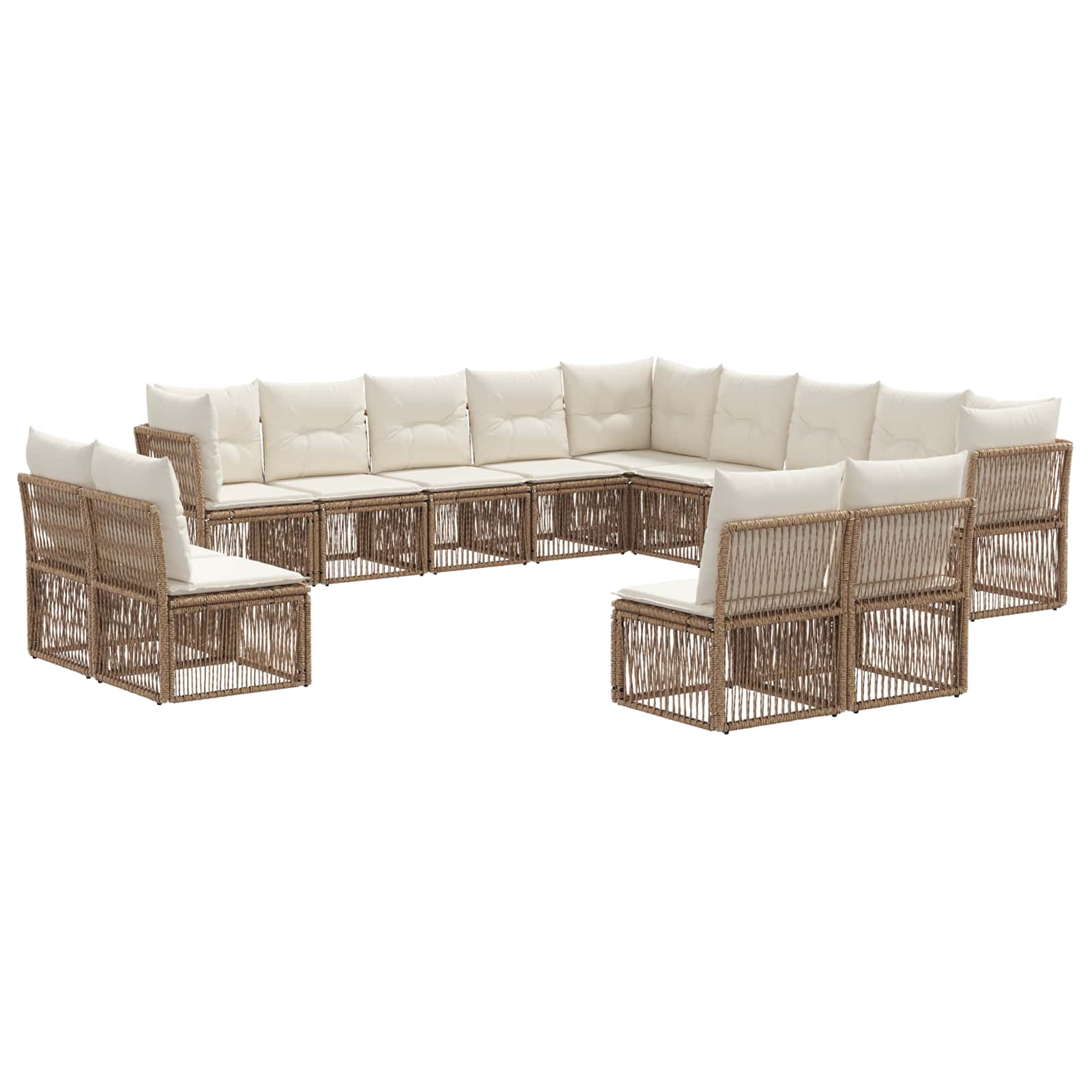 Tuinbankenset 13 pcs Beige poly rattan is nu te koop bij PeponiXL, paradijselijk wonen!