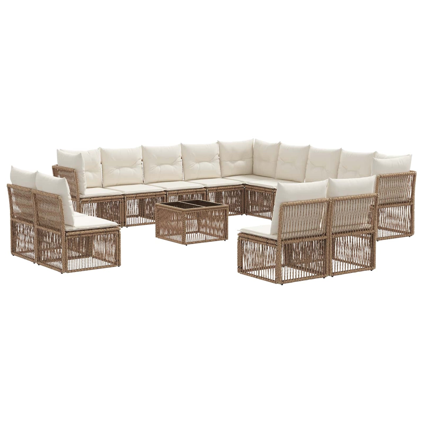 Tuinbankenset 14 pcs Beige poly rattan is nu te koop bij PeponiXL, paradijselijk wonen!