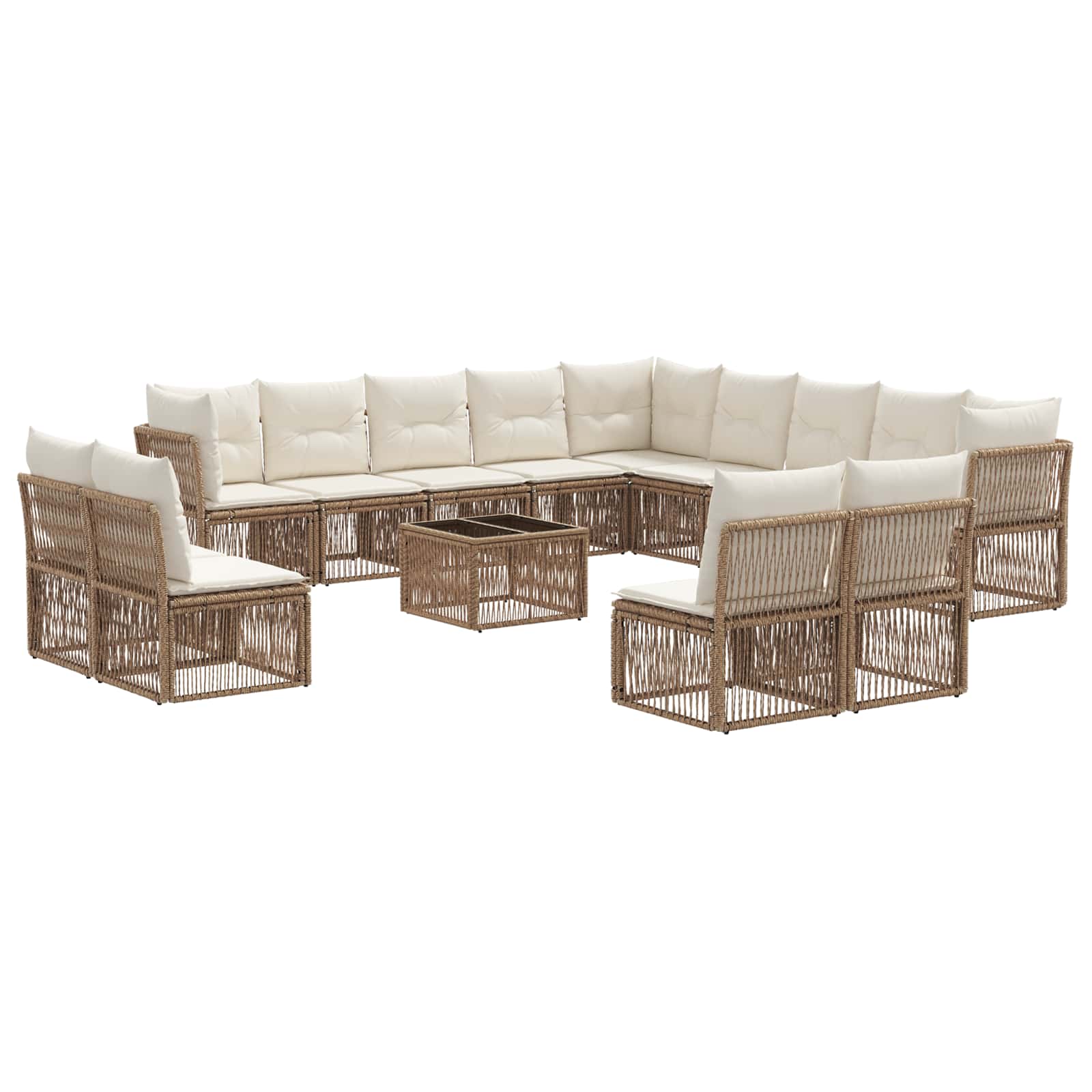 Tuinbankenset 14 pcs Beige poly rattan is nu te koop bij PeponiXL, paradijselijk wonen!