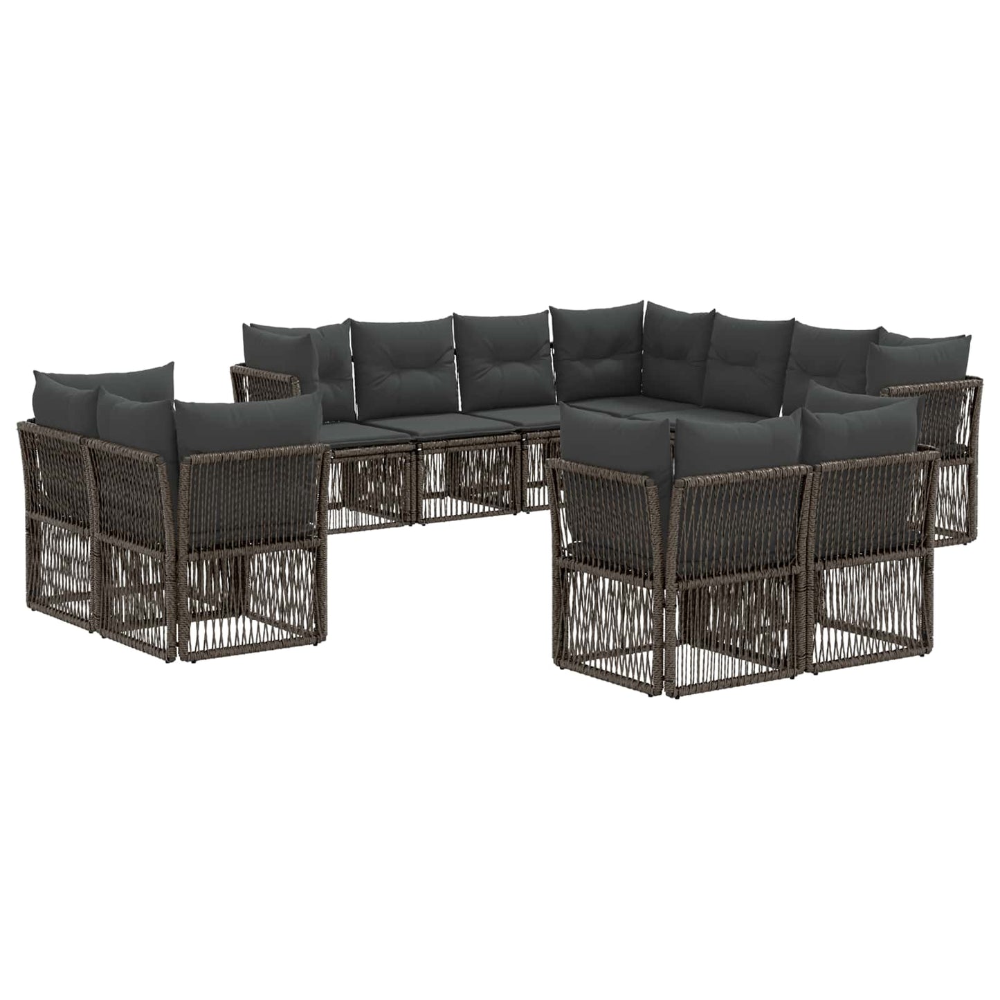 Tuinbankenset 11 pcs Grijs poly rattan is nu te koop bij PeponiXL, paradijselijk wonen!