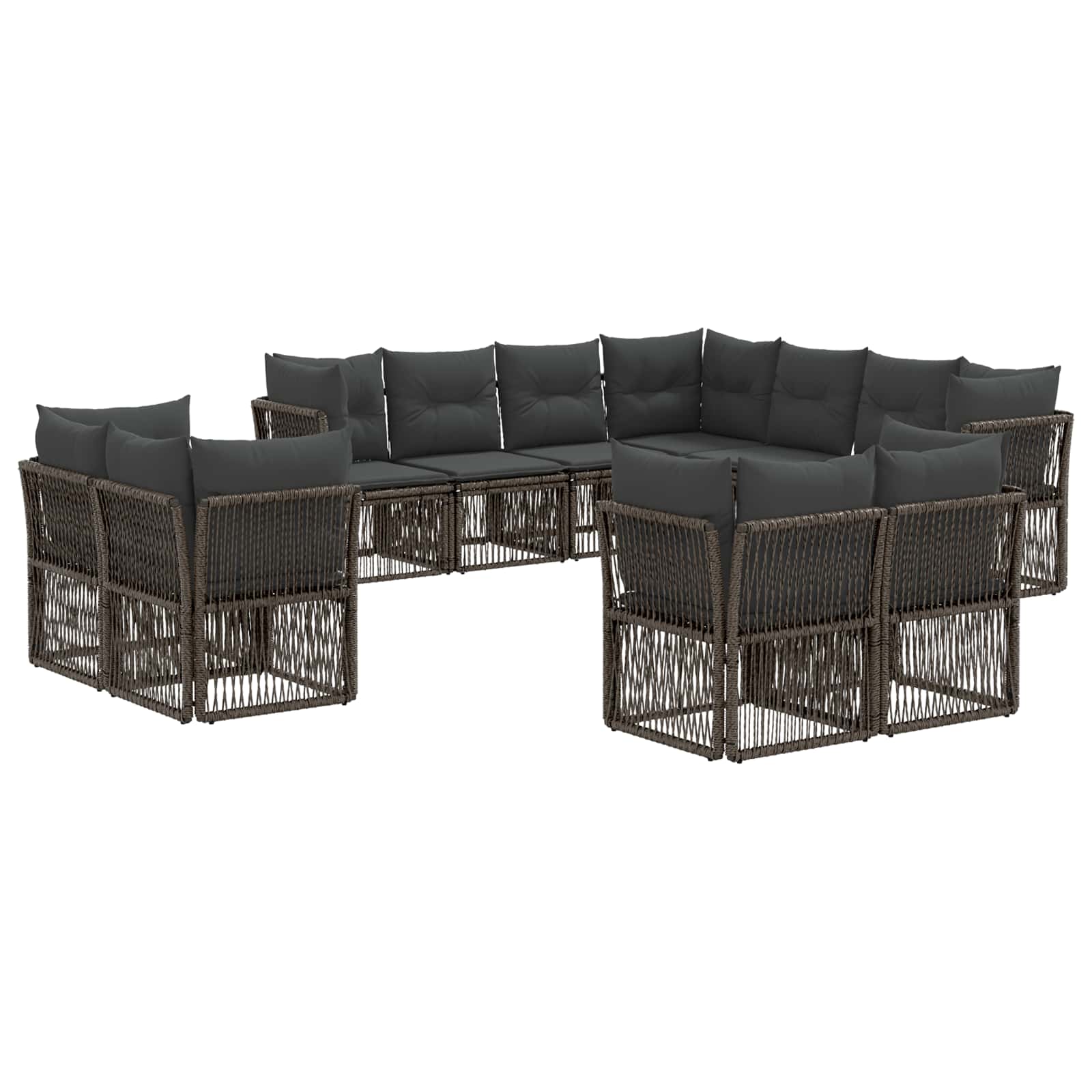 Tuinbankenset 11 pcs Grijs poly rattan is nu te koop bij PeponiXL, paradijselijk wonen!