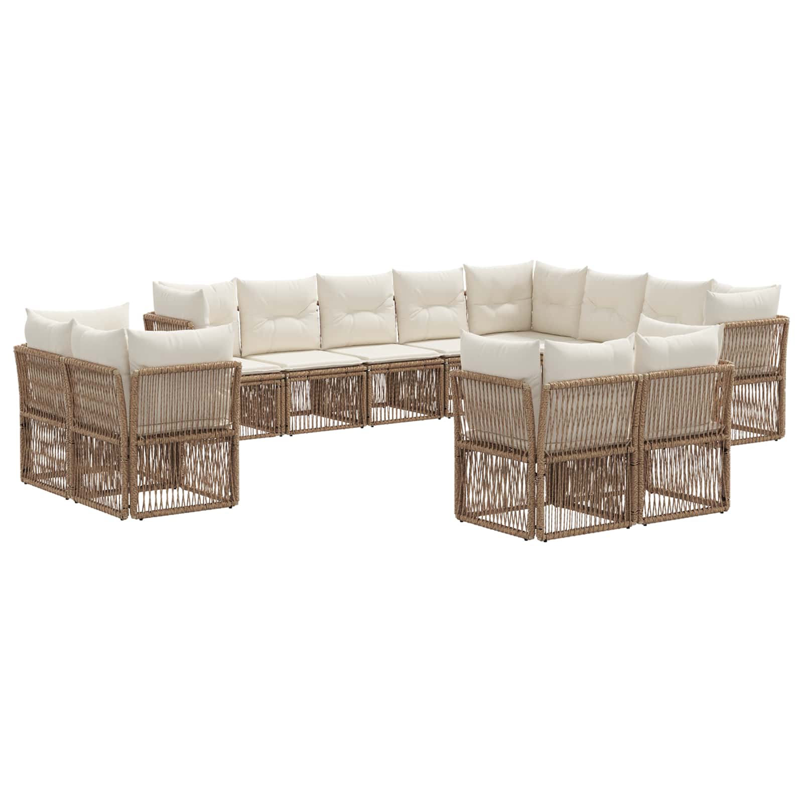 Tuinbankenset 12 pcs Beige poly rattan is nu te koop bij PeponiXL, paradijselijk wonen!