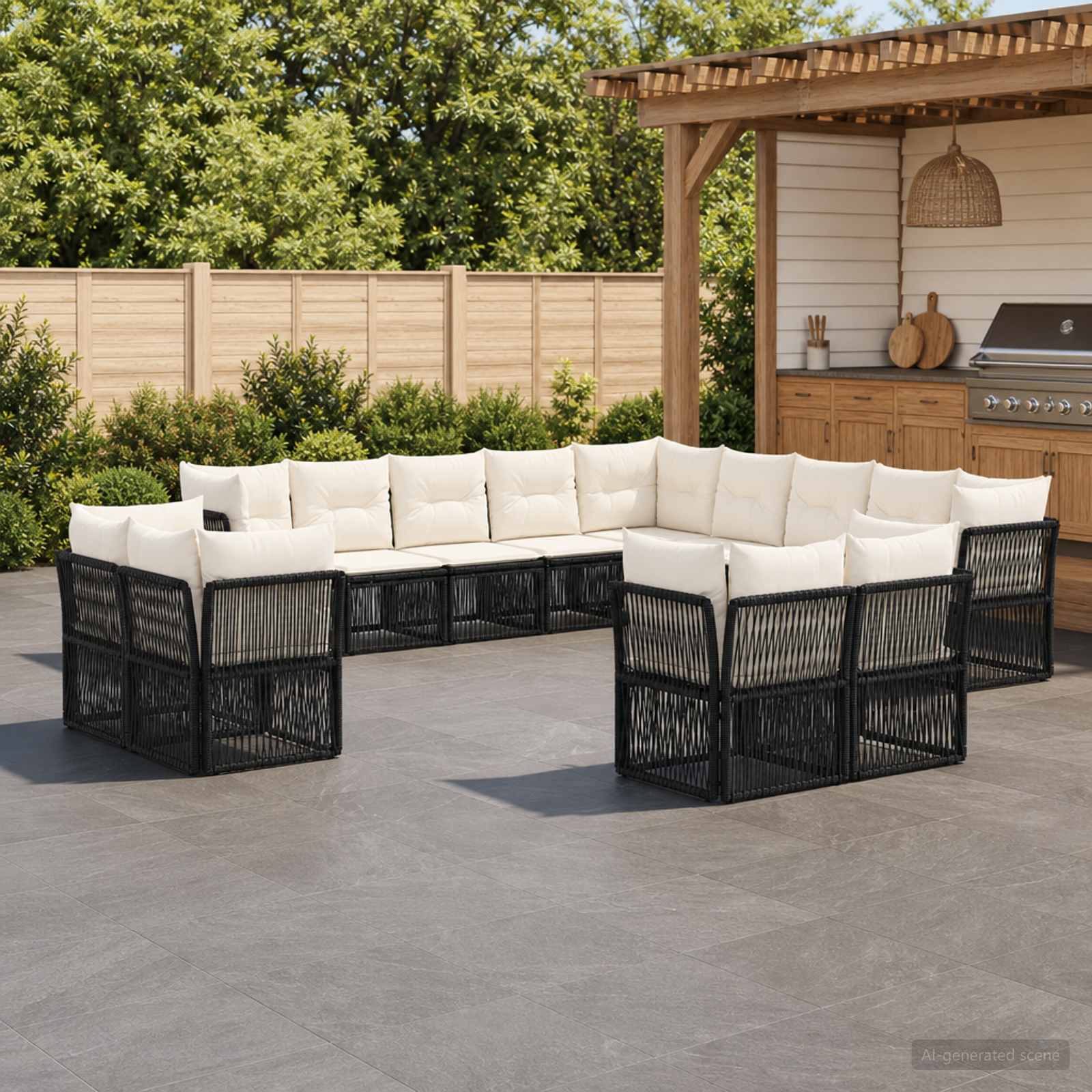 Tuinbankenset 13 pcs Zwart poly rattan is nu te koop bij PeponiXL, paradijselijk wonen!