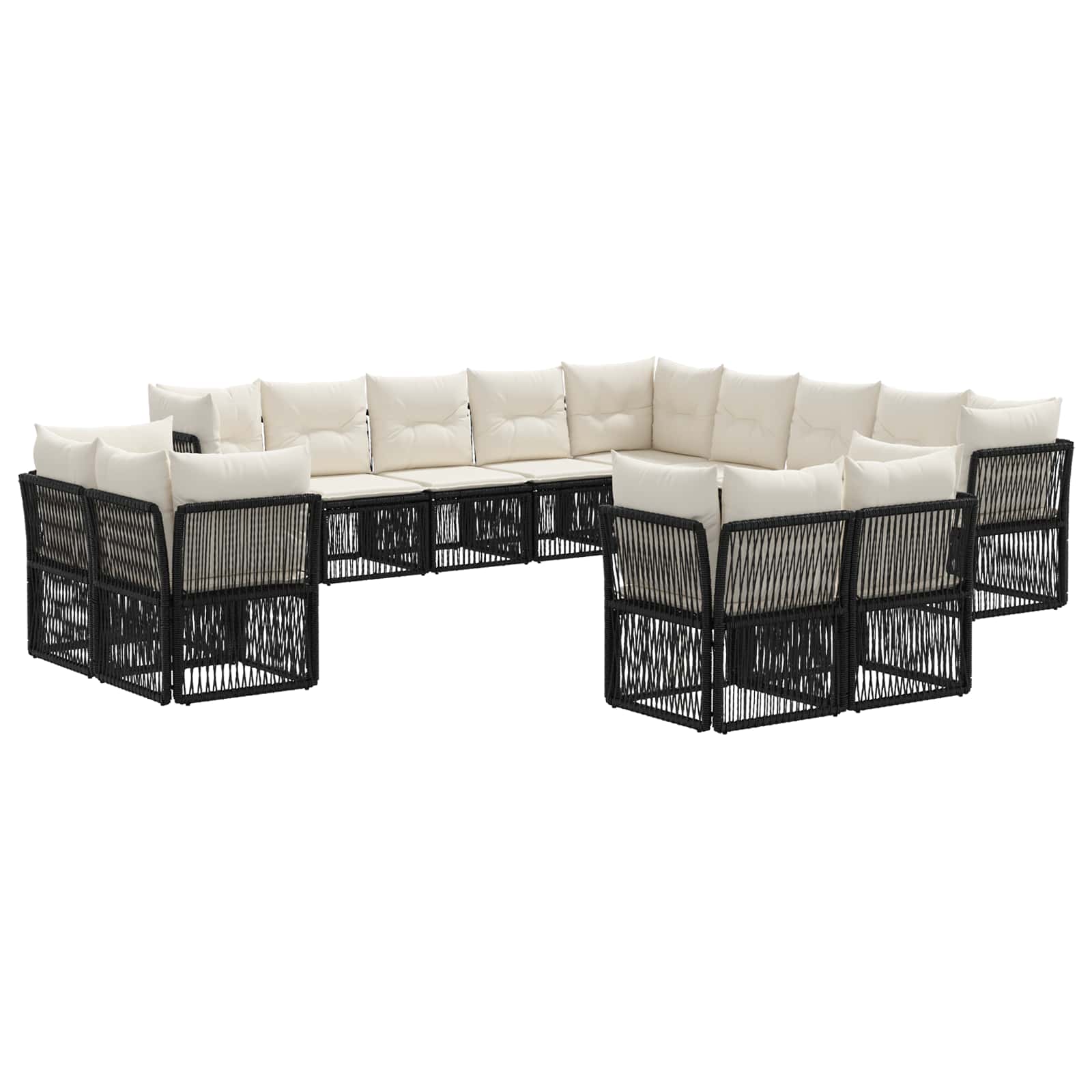 Tuinbankenset 13 pcs Zwart poly rattan is nu te koop bij PeponiXL, paradijselijk wonen!