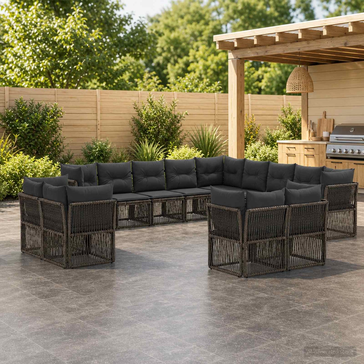 Tuinbankenset 13 pcs Grijs poly rattan is nu te koop bij PeponiXL, paradijselijk wonen!