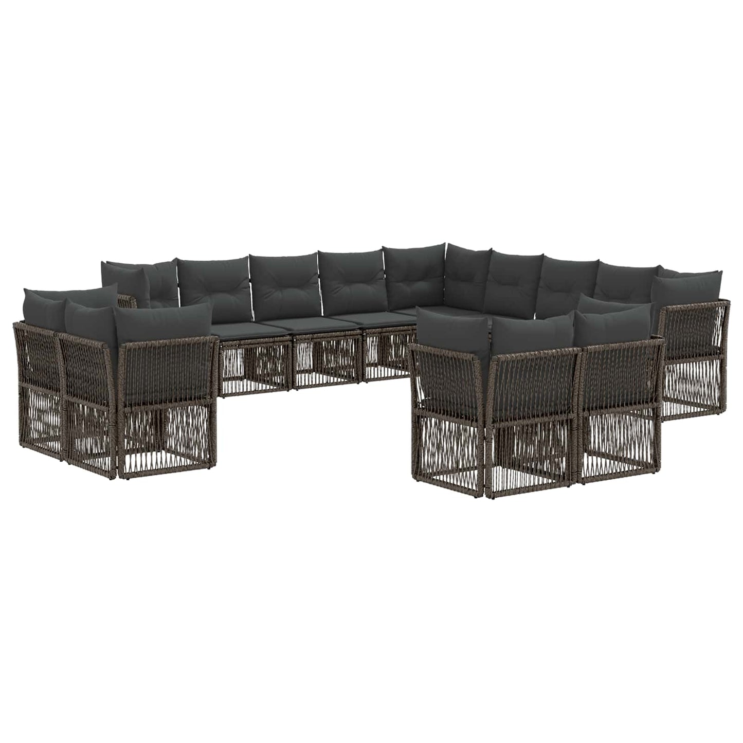 Tuinbankenset 13 pcs Grijs poly rattan is nu te koop bij PeponiXL, paradijselijk wonen!