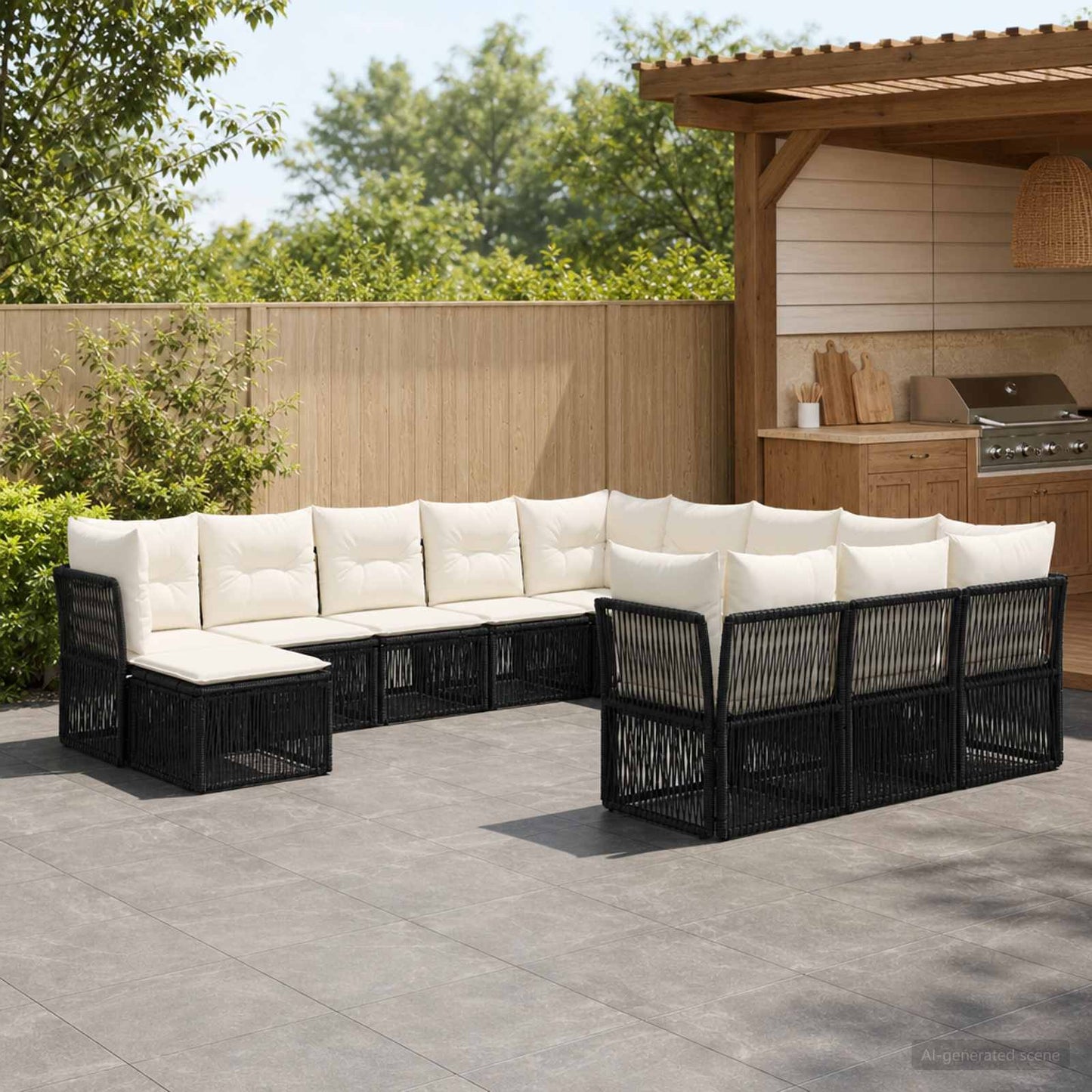 Tuinbankenset 12 pcs Zwart poly rattan is nu te koop bij PeponiXL, paradijselijk wonen!